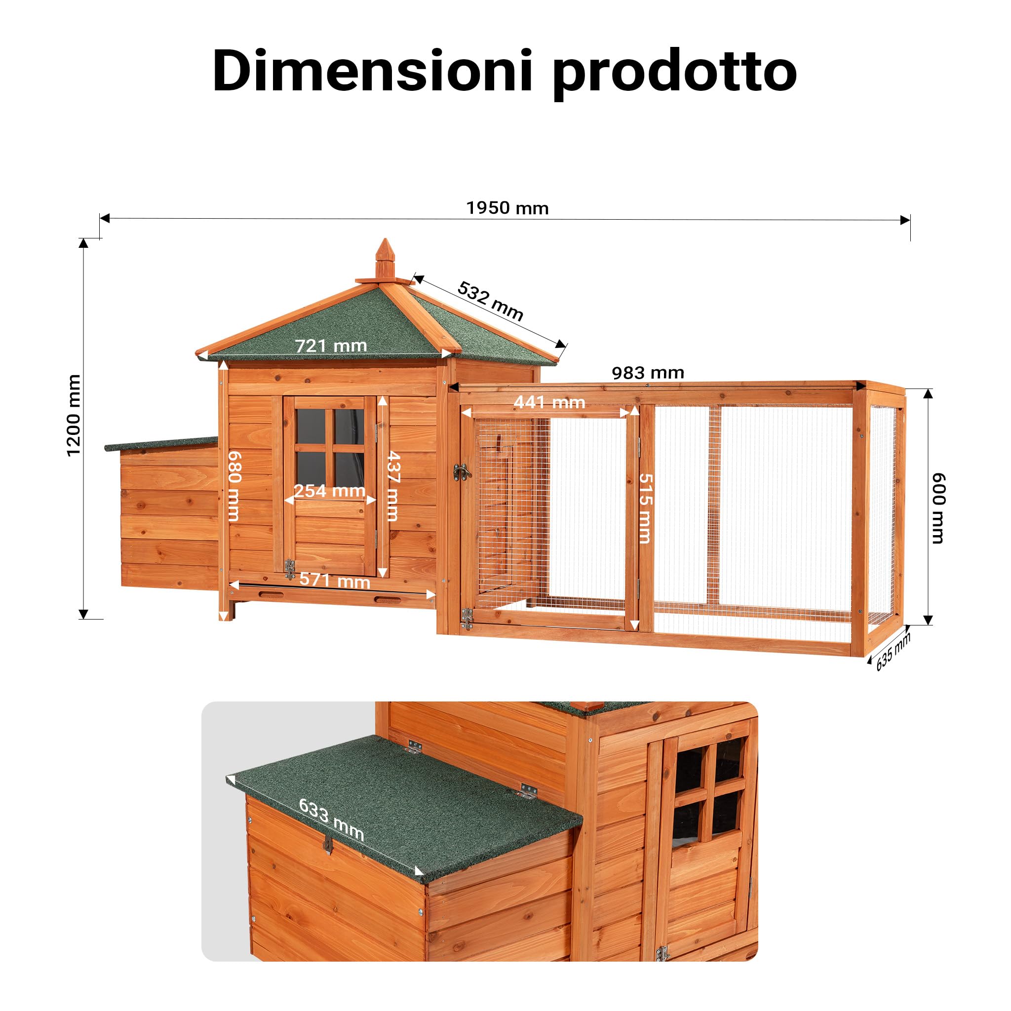Wiltec Conigliera Pollaio Legno Marrone con Recinto