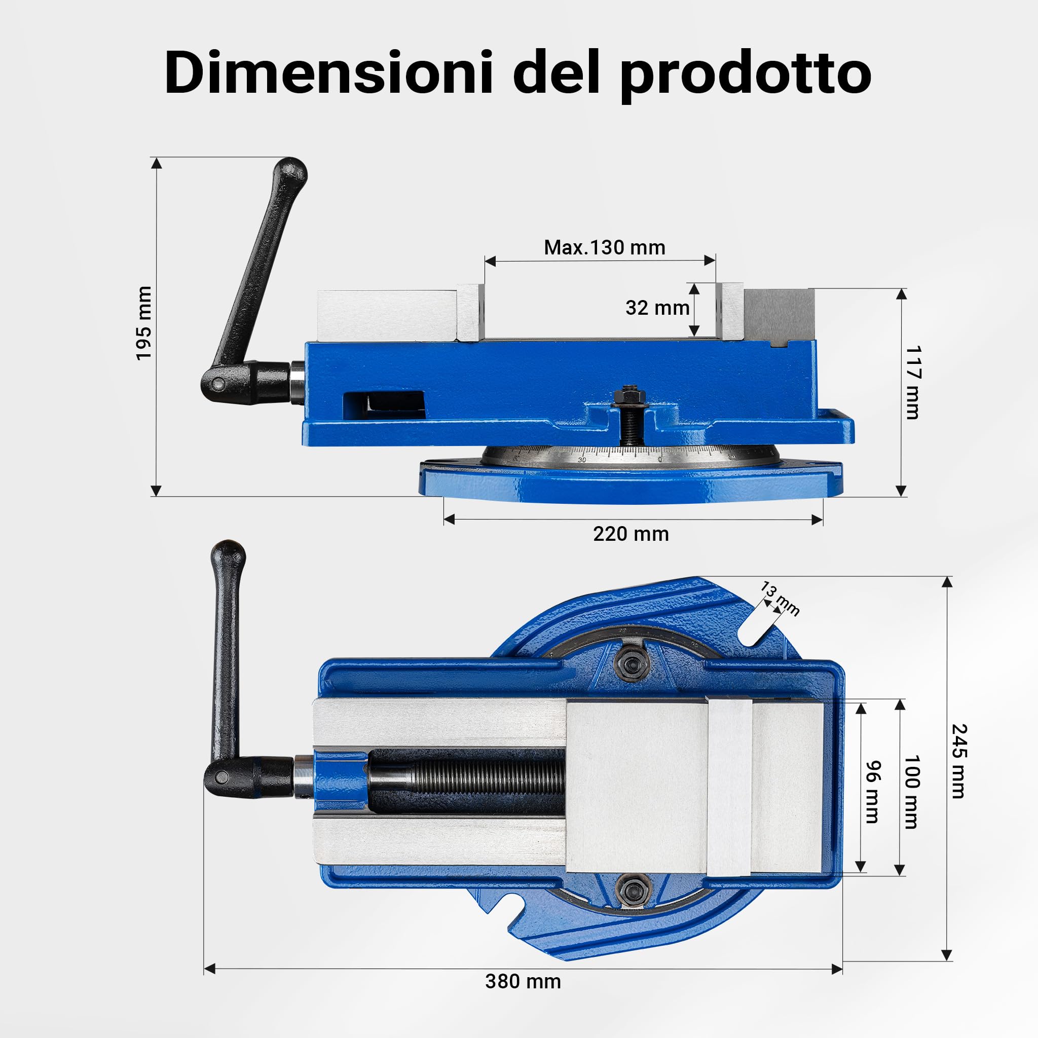 Wiltec Morsa Precisione 100 mm Base Girevole 360°