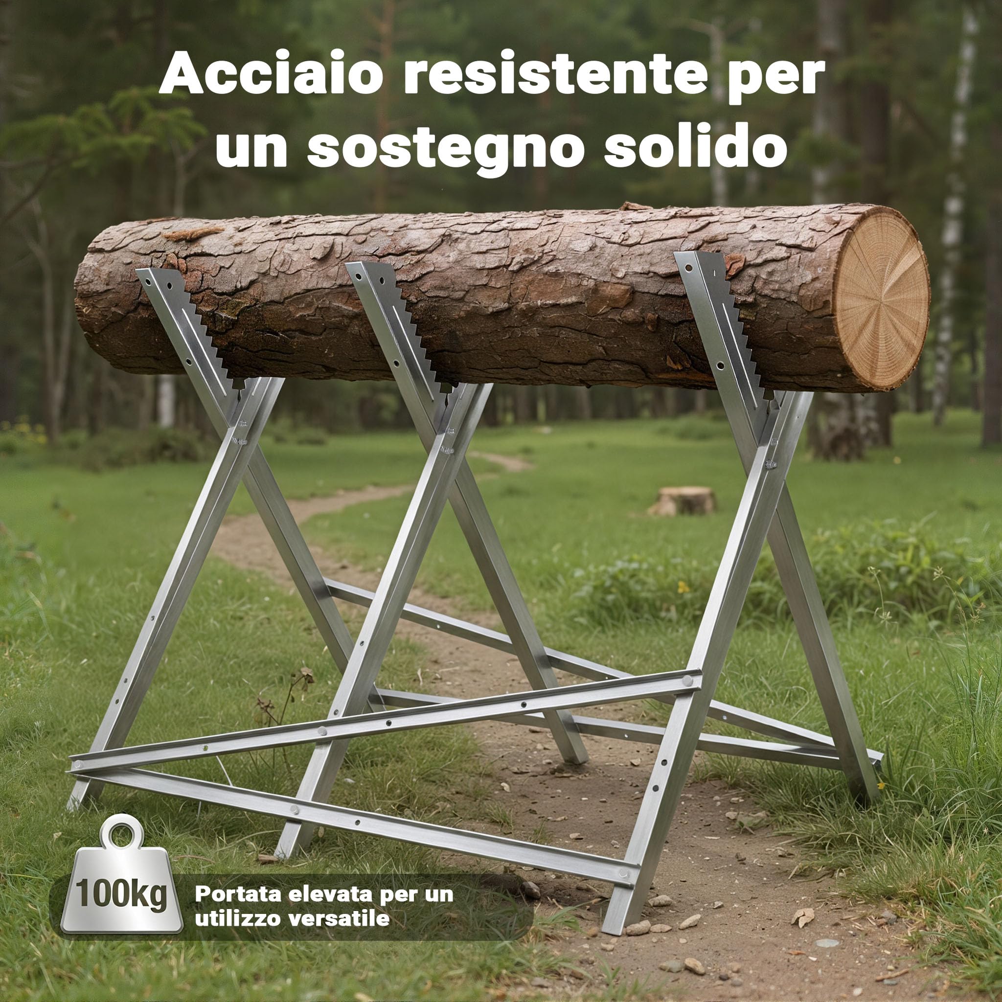 Wiltec Cavalletto Taglialegna Pieghevole 100 Kg Acciaio