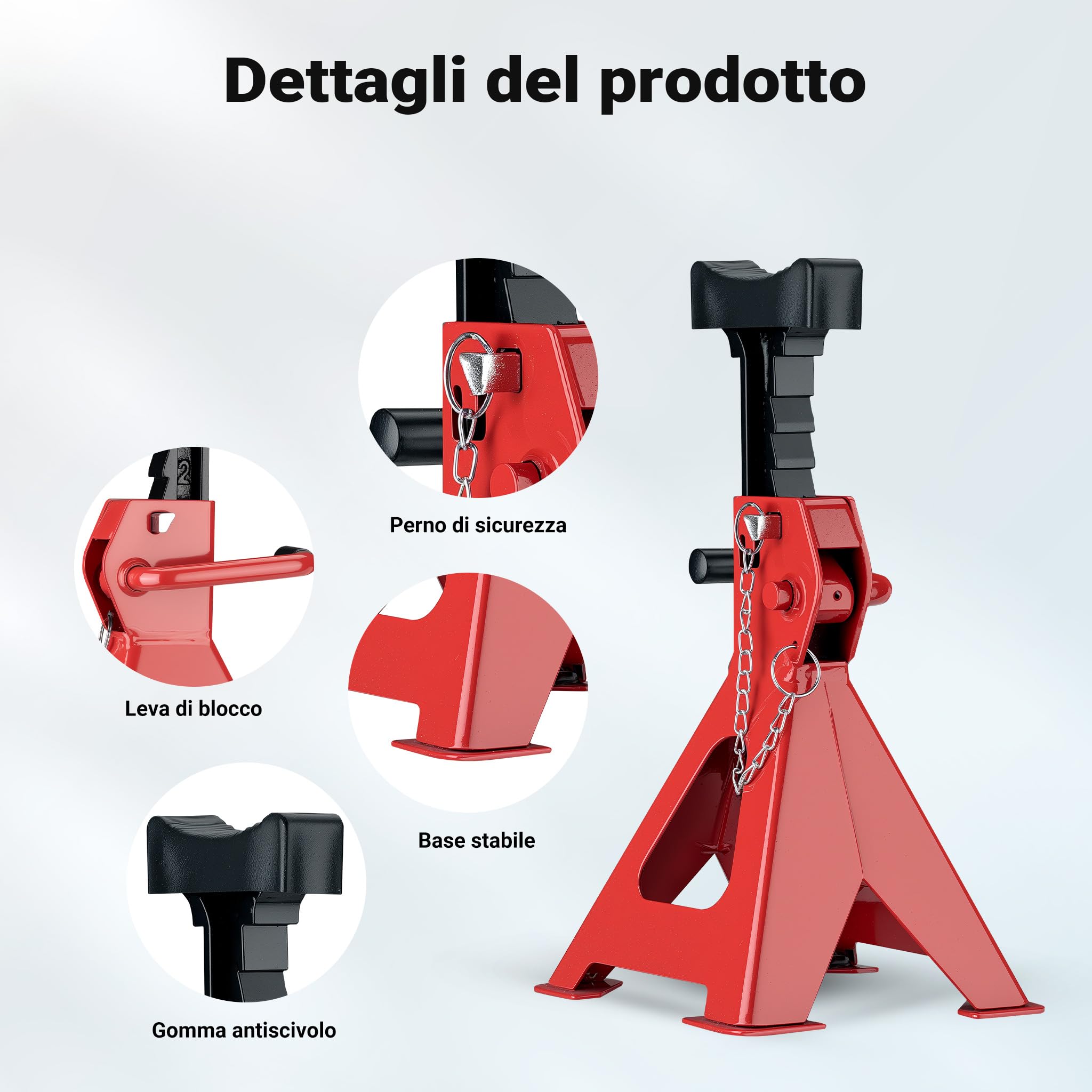 Wiltec Cavalletti Auto 3t Set 2pz 29-42,5cm con Perno