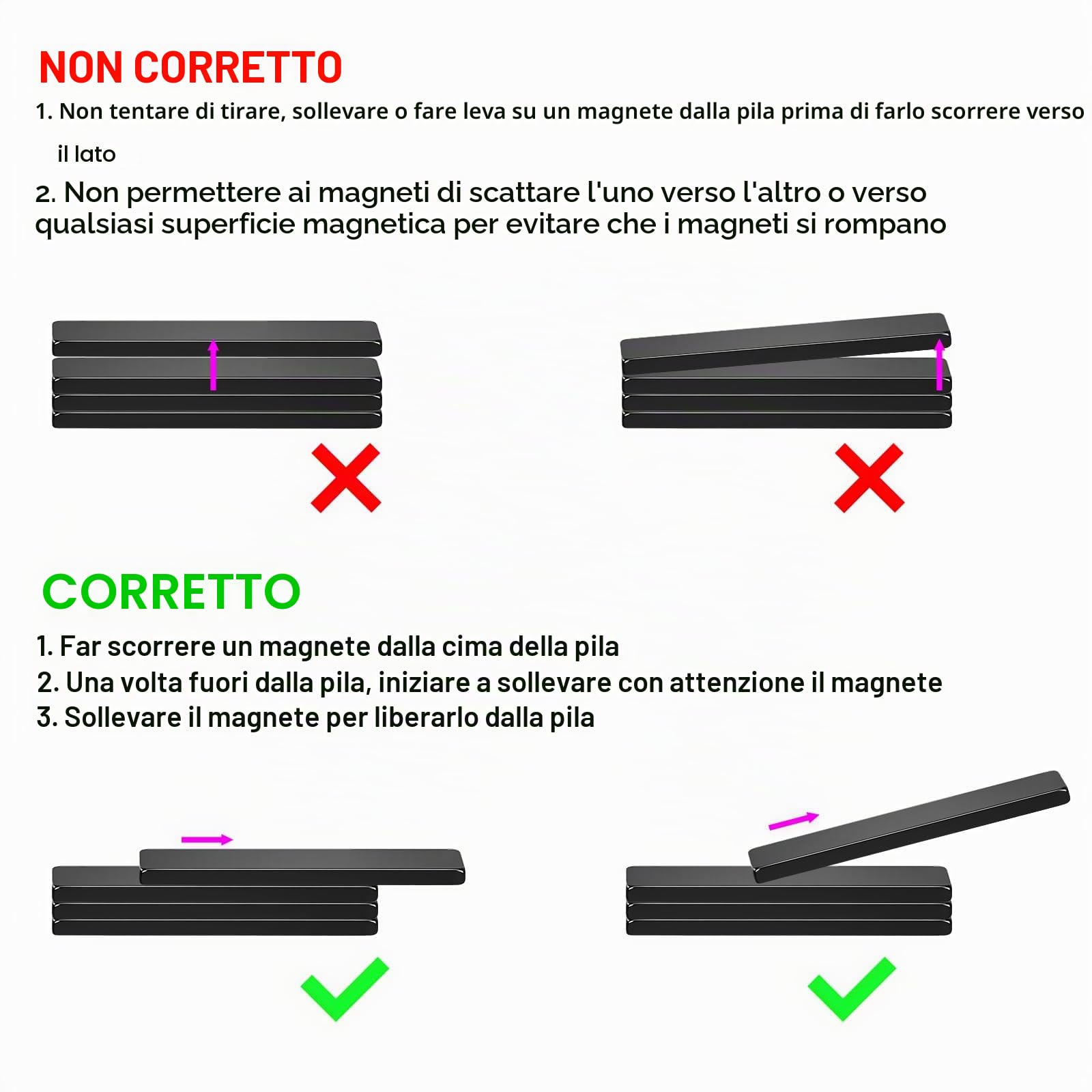Wzone magneti neodimio autoadesivi 60x10x3 12 pezzi neri