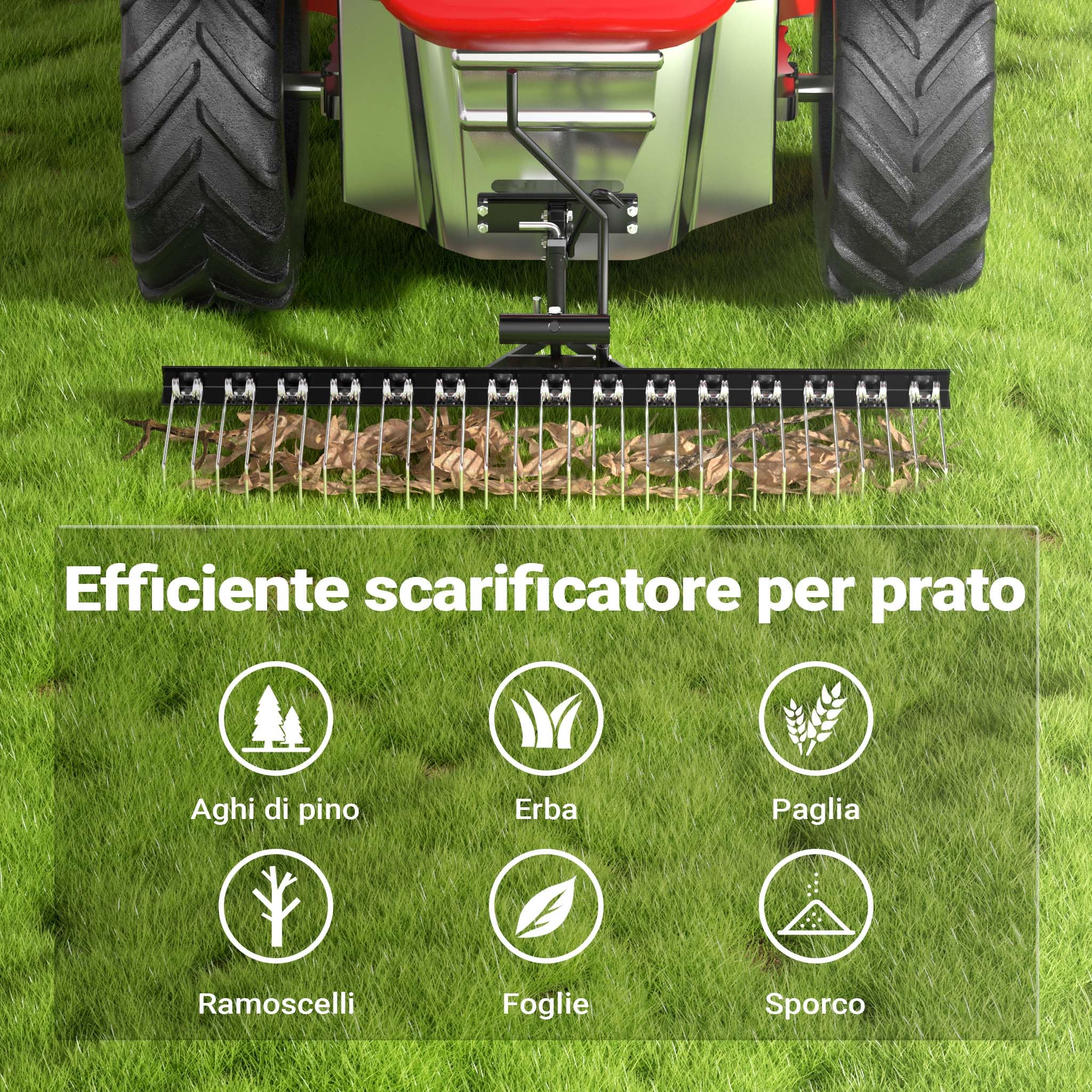 Wiltec Scarificatore a molle 120 cm per trattorino