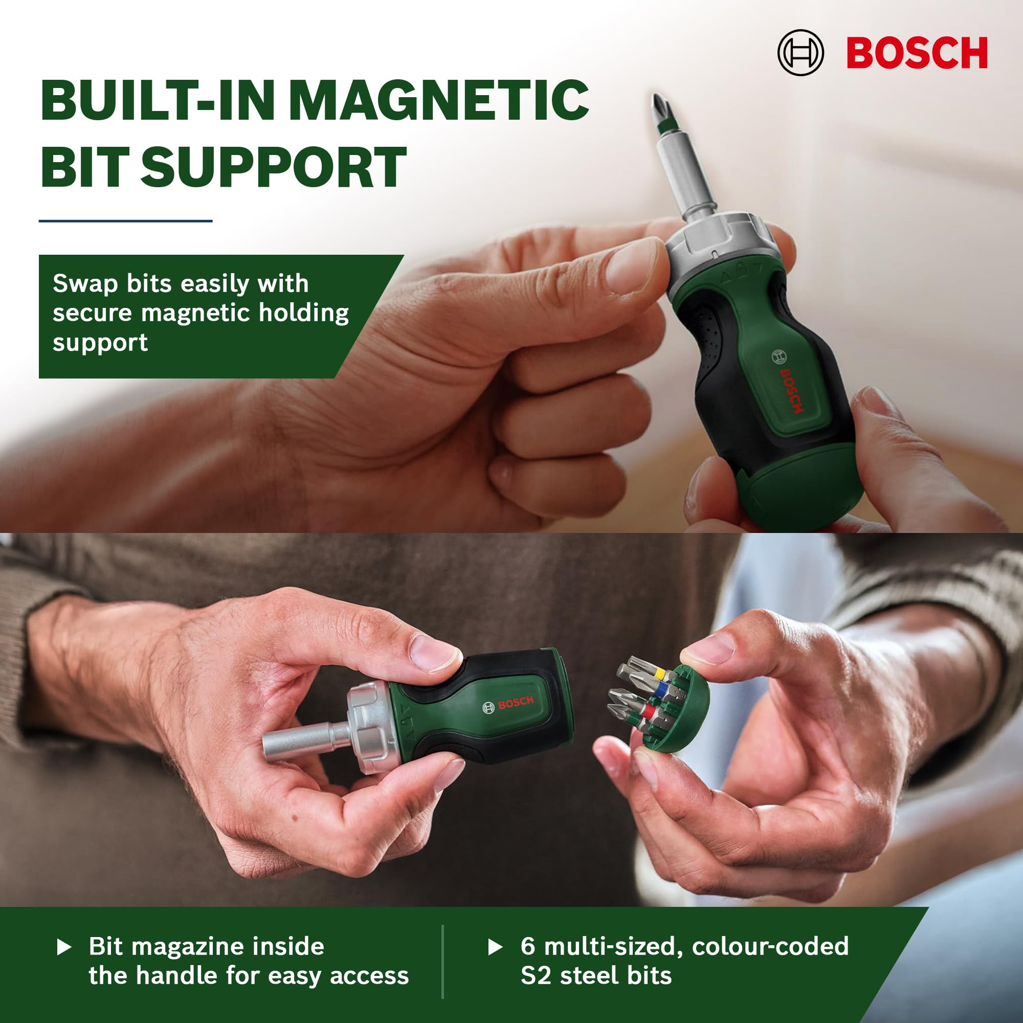 Bosch Stubby cacciavite a cricchetto corto 6 bit S2