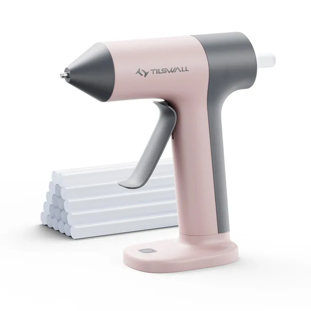 Tilswall Pistola Colla a Caldo Senza Fili Rosa 20 Stick