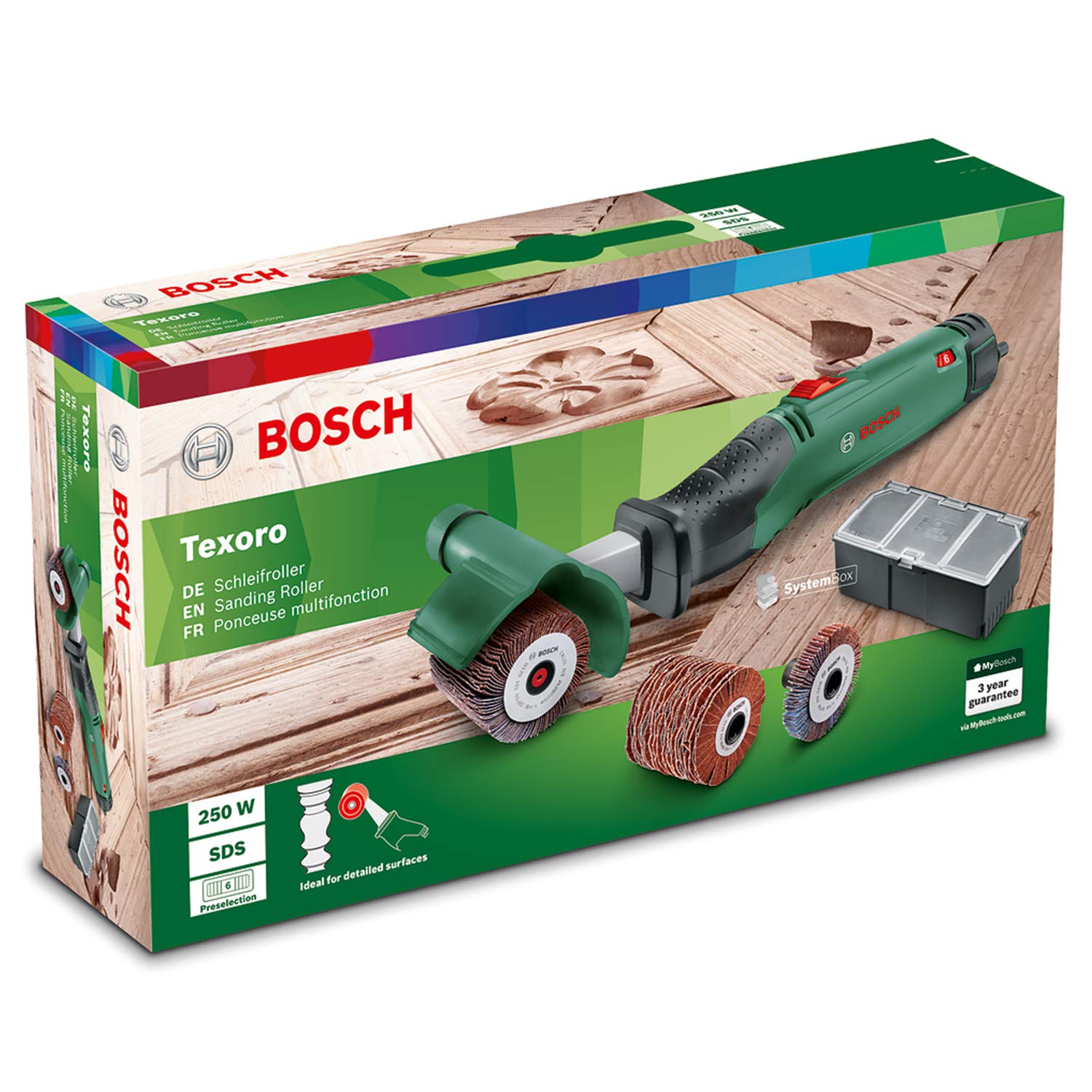 Bosch Texoro levigatrice a rullo 250W 3 accessori