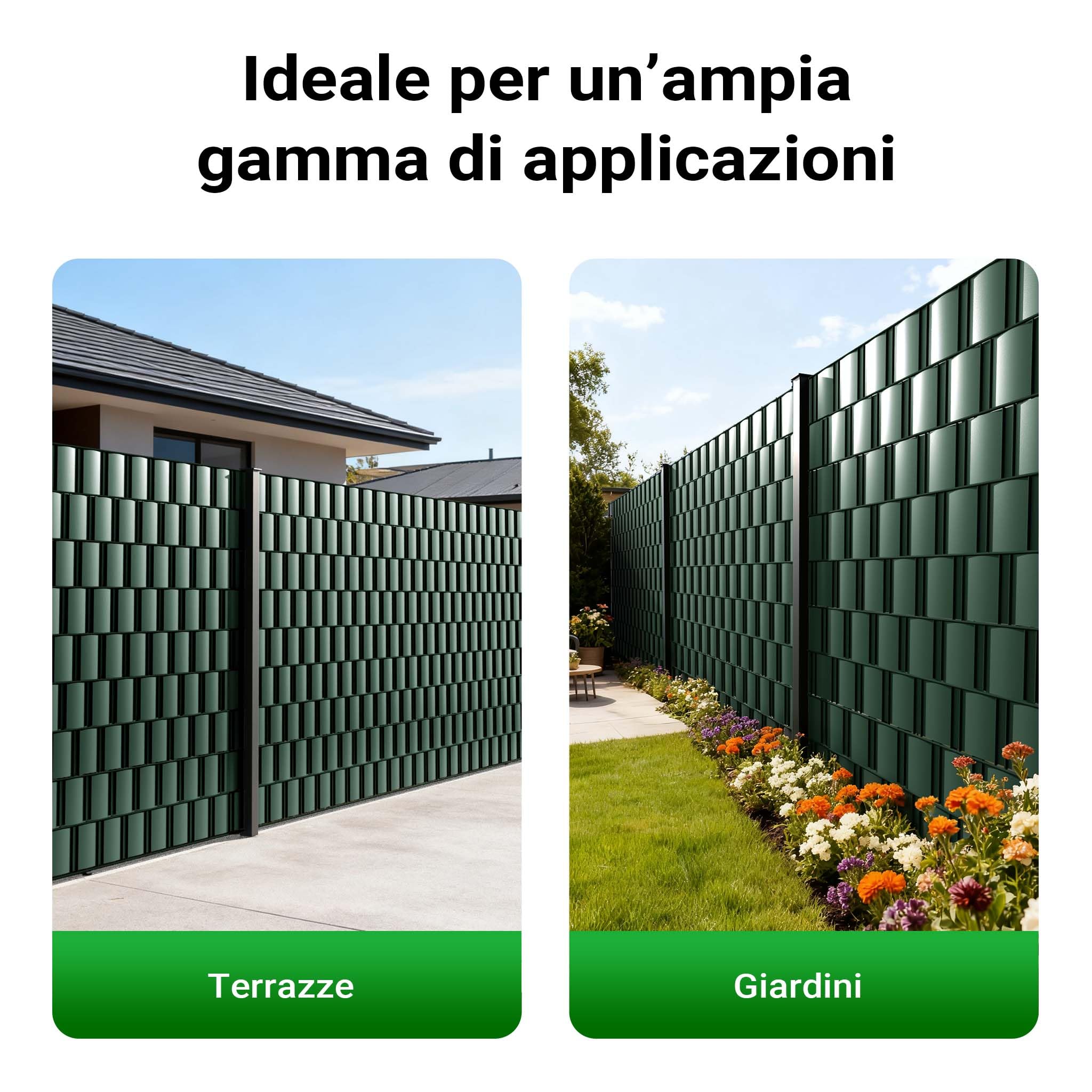 Wiltec strisce frangivista PVC 35m x 19cm verde 650g/m² 20 clip