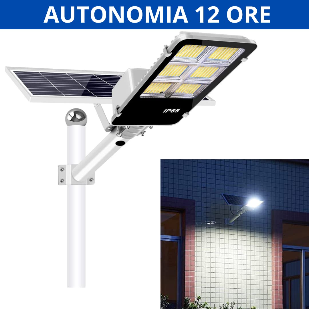Lampione Solare Esterno 400W LED 6500K con Pannello