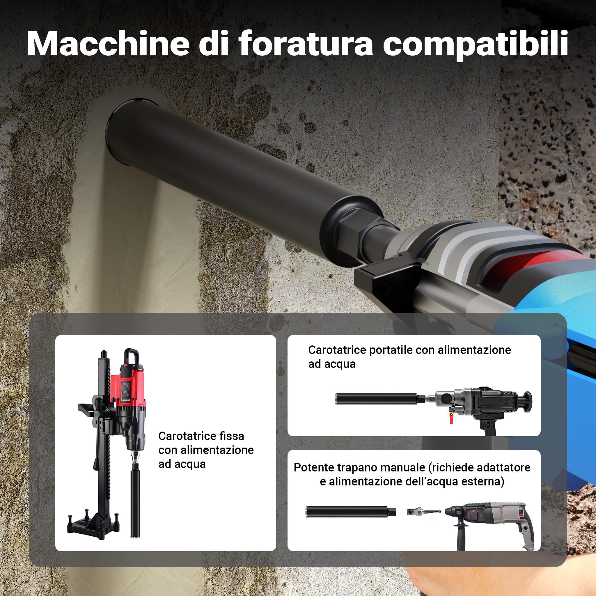 Wiltec Punta Diamantata Carotatrice Ø67 mm 450 mm Umido