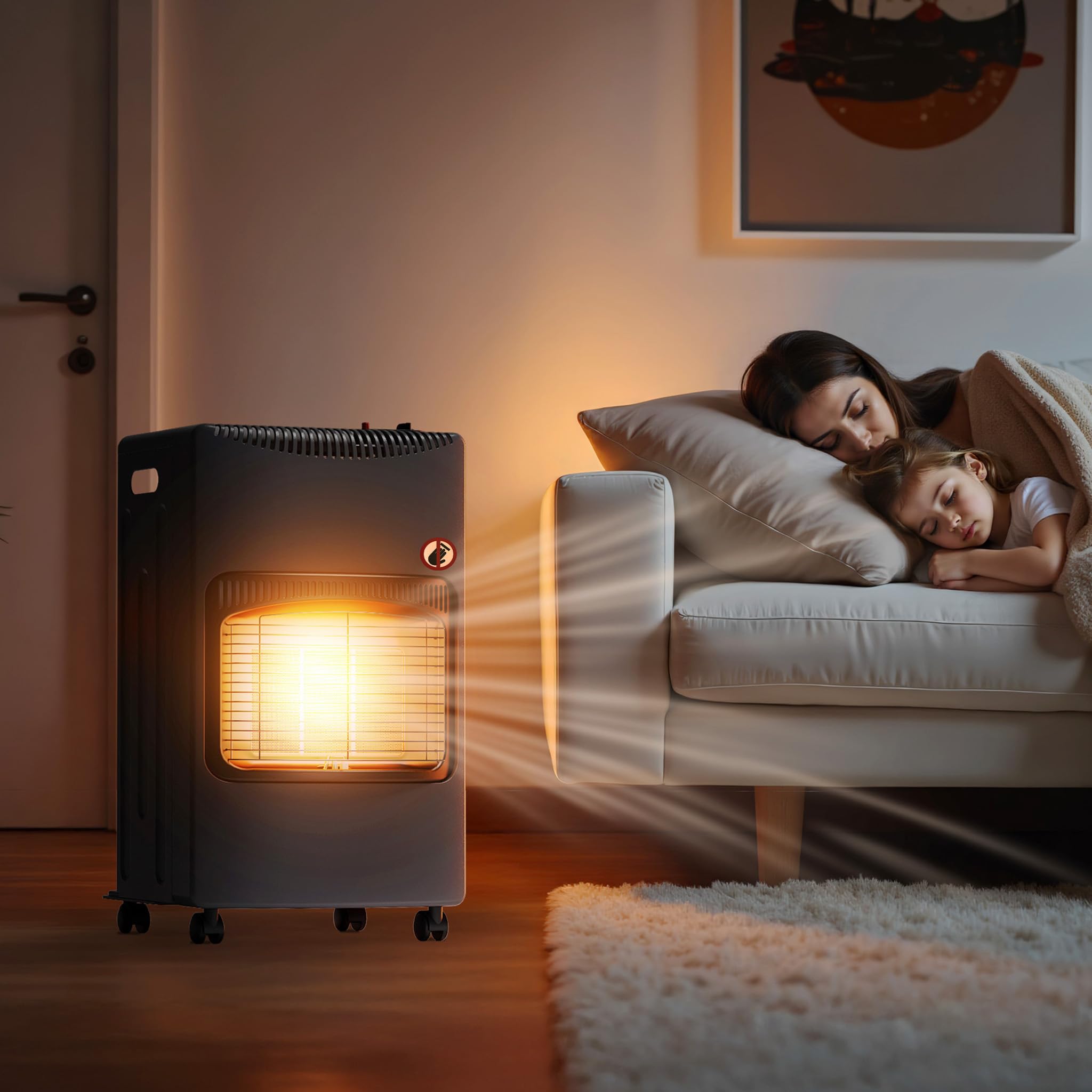 Wiltec Stufa Gas Infrarossi 4,2kW Pieghevole 3 Livelli Rotelle
