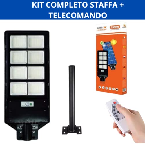 DE ROSA SHOP Lampione Solare LED 1500W 6500K con Telecomando