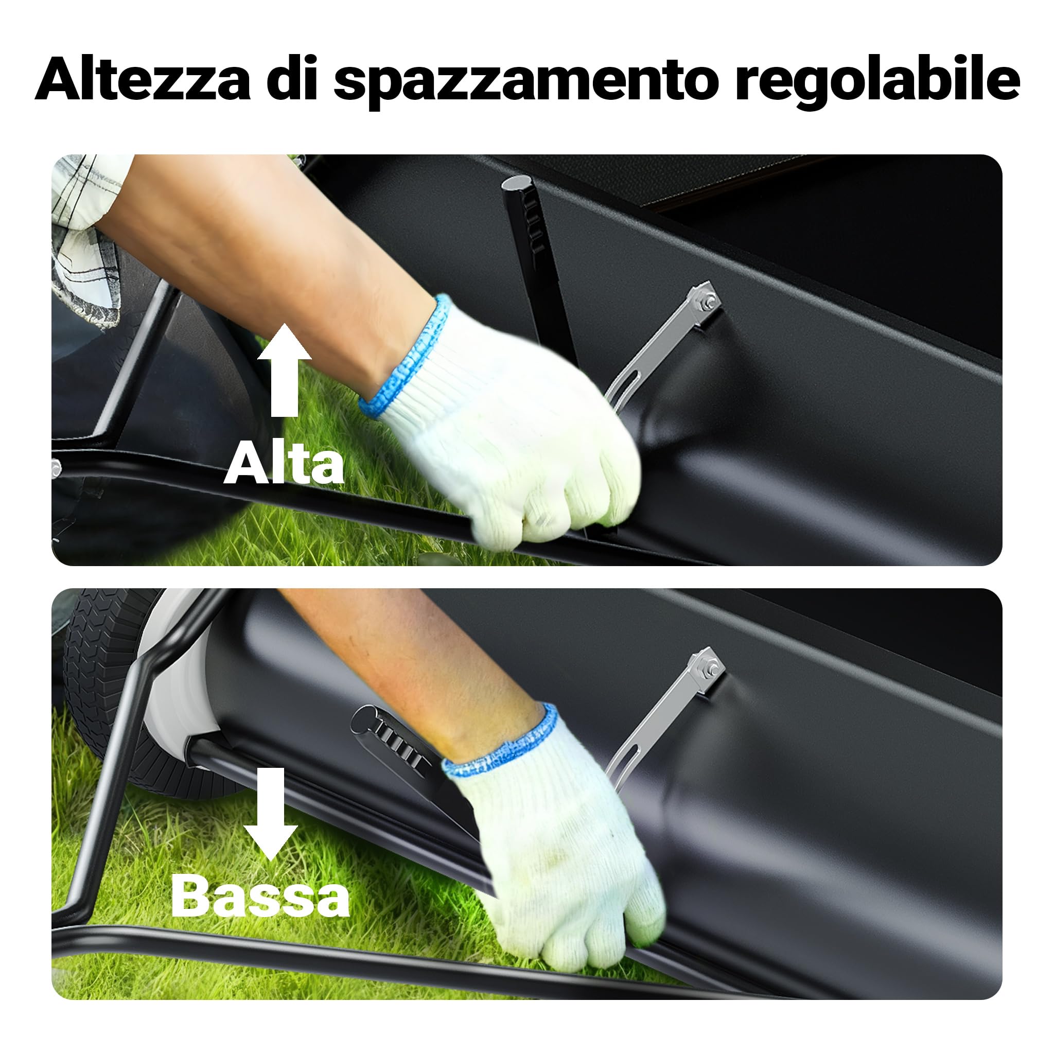 Wiltec Spazzatrice Prato Traino 120 cm Rete 415 L