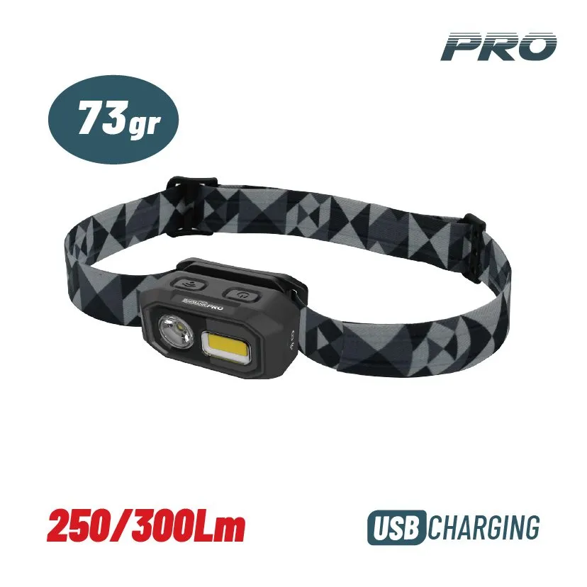 Bormann torcia frontale LED ricaricabile 480lm Bluetooth