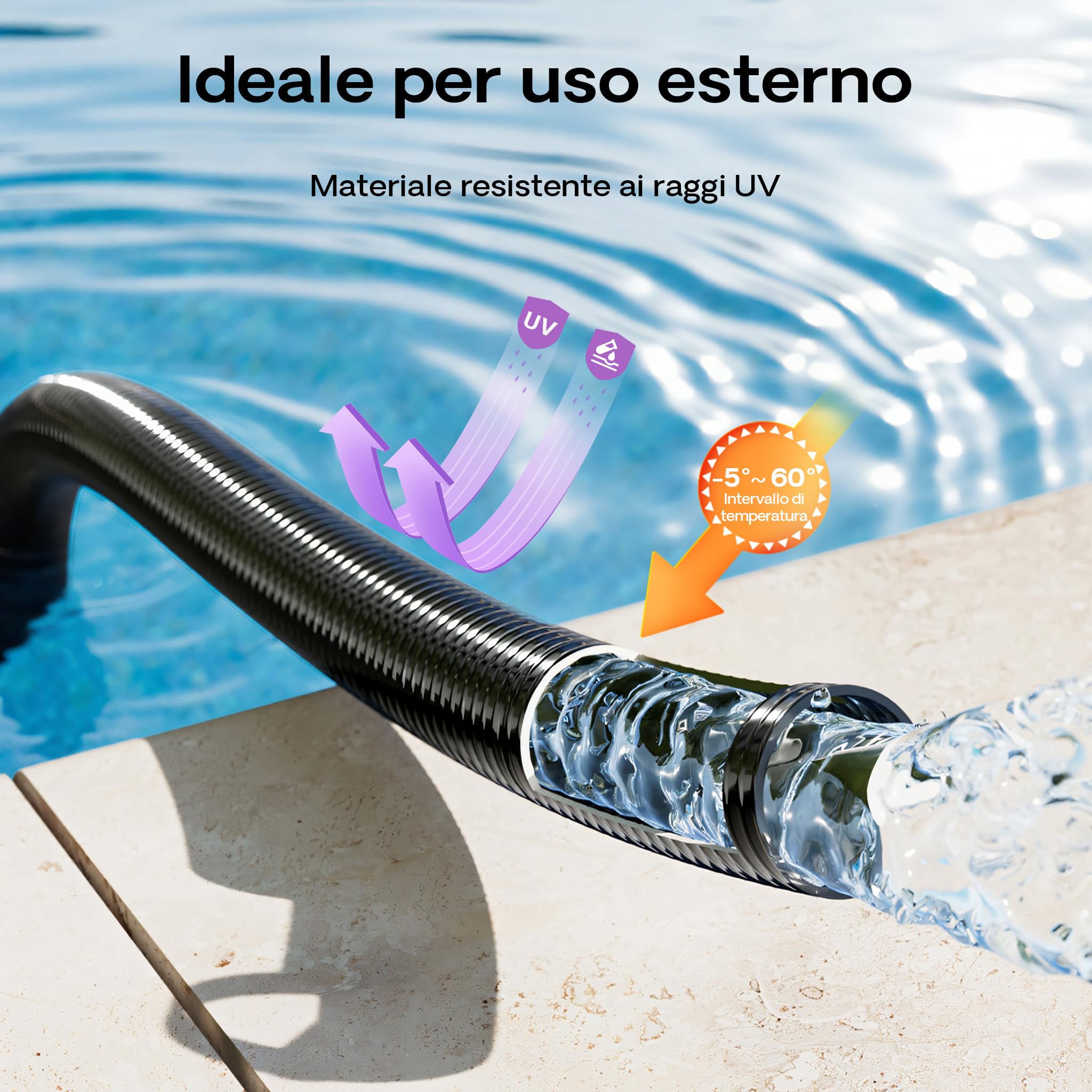 Wiltec tubo aspirazione spiralato nero 5m D40mm