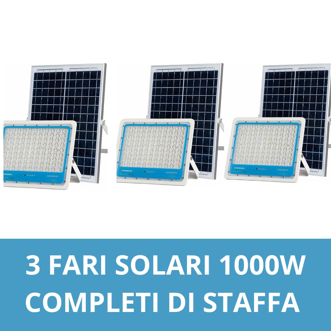 DE ROSA SHOP faro solare LED 1000W esterno set 3pz