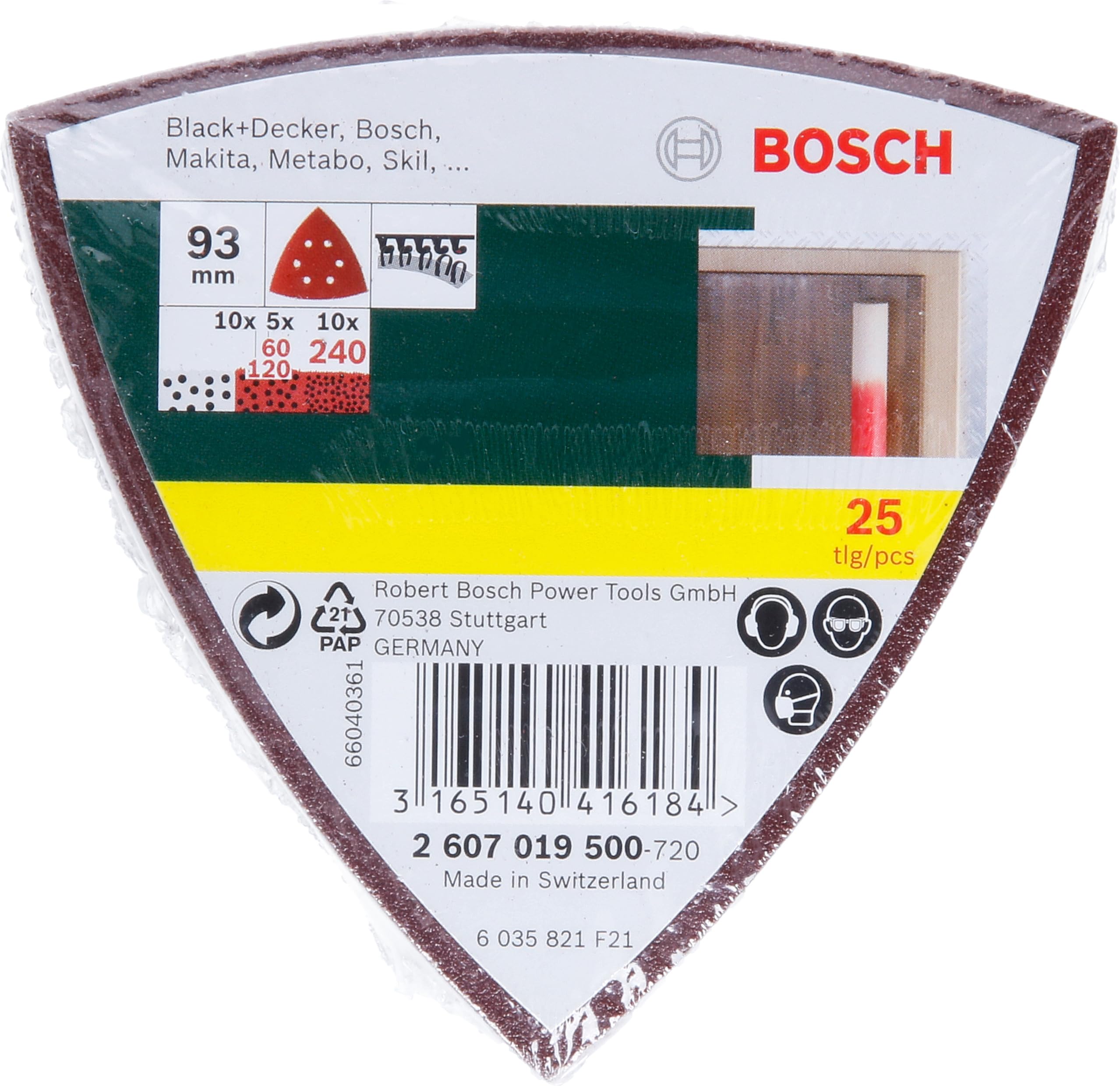 Bosch fogli abrasivi delta 93 mm 25 pezzi grane P60/120/240