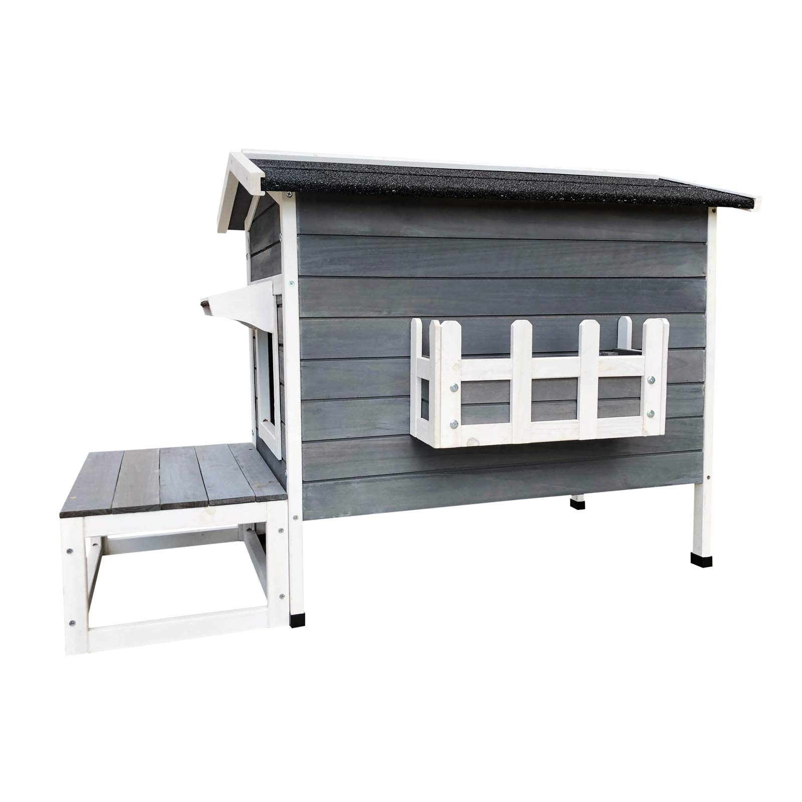 Wiltec Cuccia per gatti in legno 58x73,6x104,9 cm rialzata