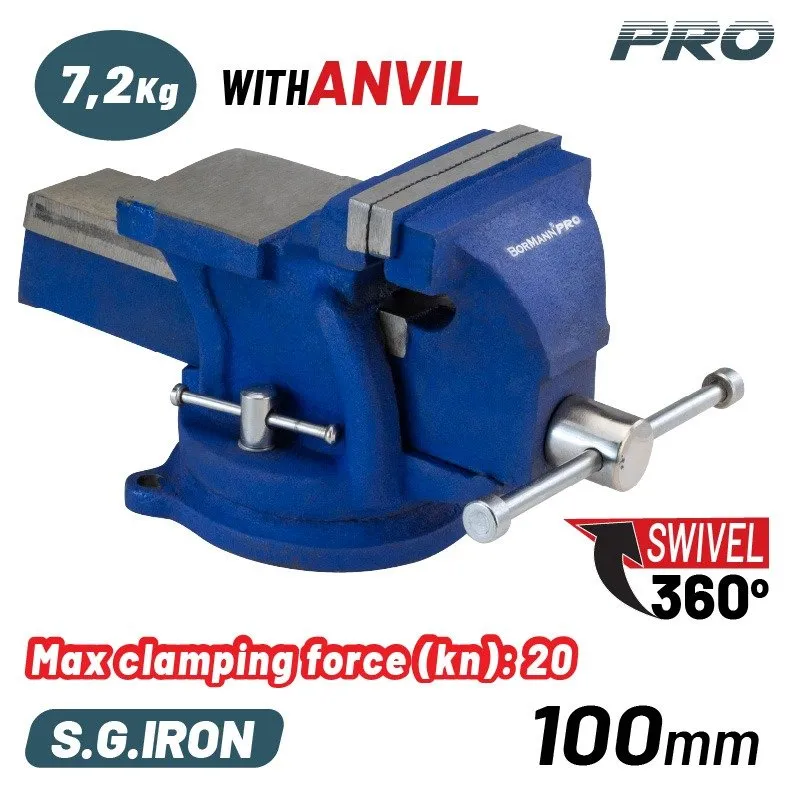 Bormann Morsa da Banco Girevole Ghisa 4" 7,2 kg
