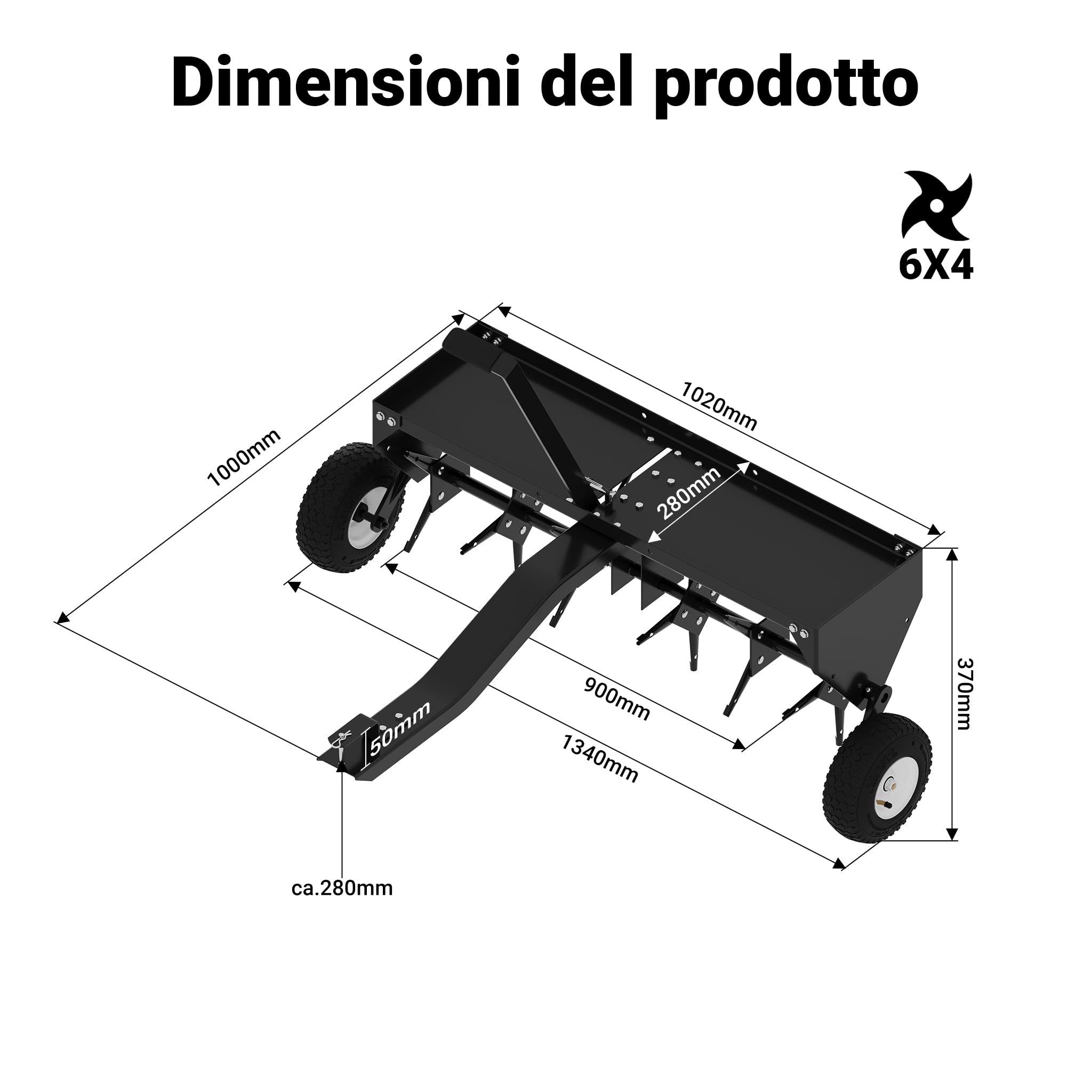 Wiltec Arieggiatore Dischi Trattorino 102 cm 7,6 cm