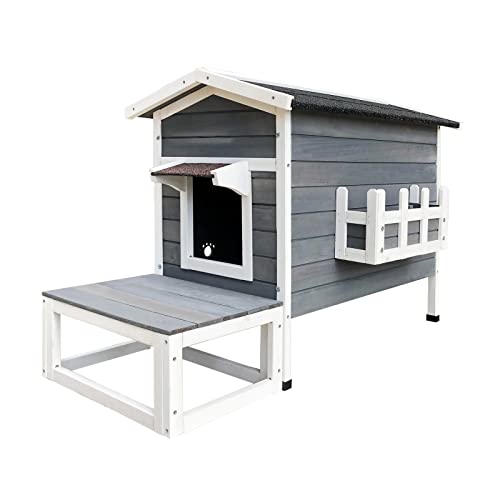 Wiltec Cuccia per gatti in legno 58x73,6x104,9 cm rialzata