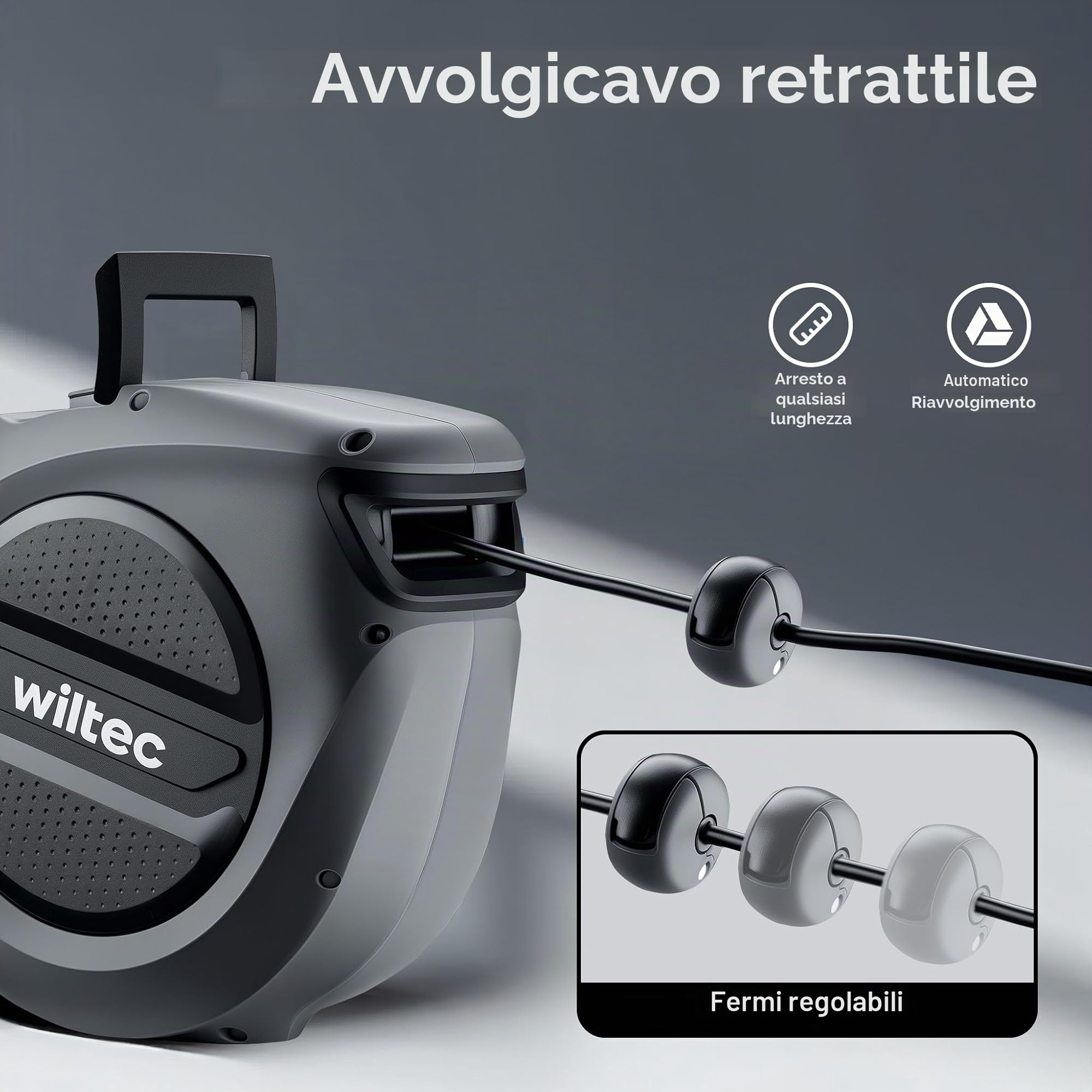 Wiltec Avvolgicavo Automatico 15 m+1,5 m 3200 W IP20