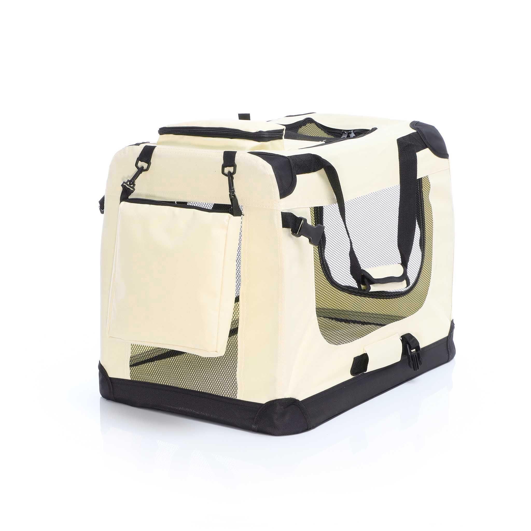Fudajo trasportino pieghevole beige M 60x42x44cm