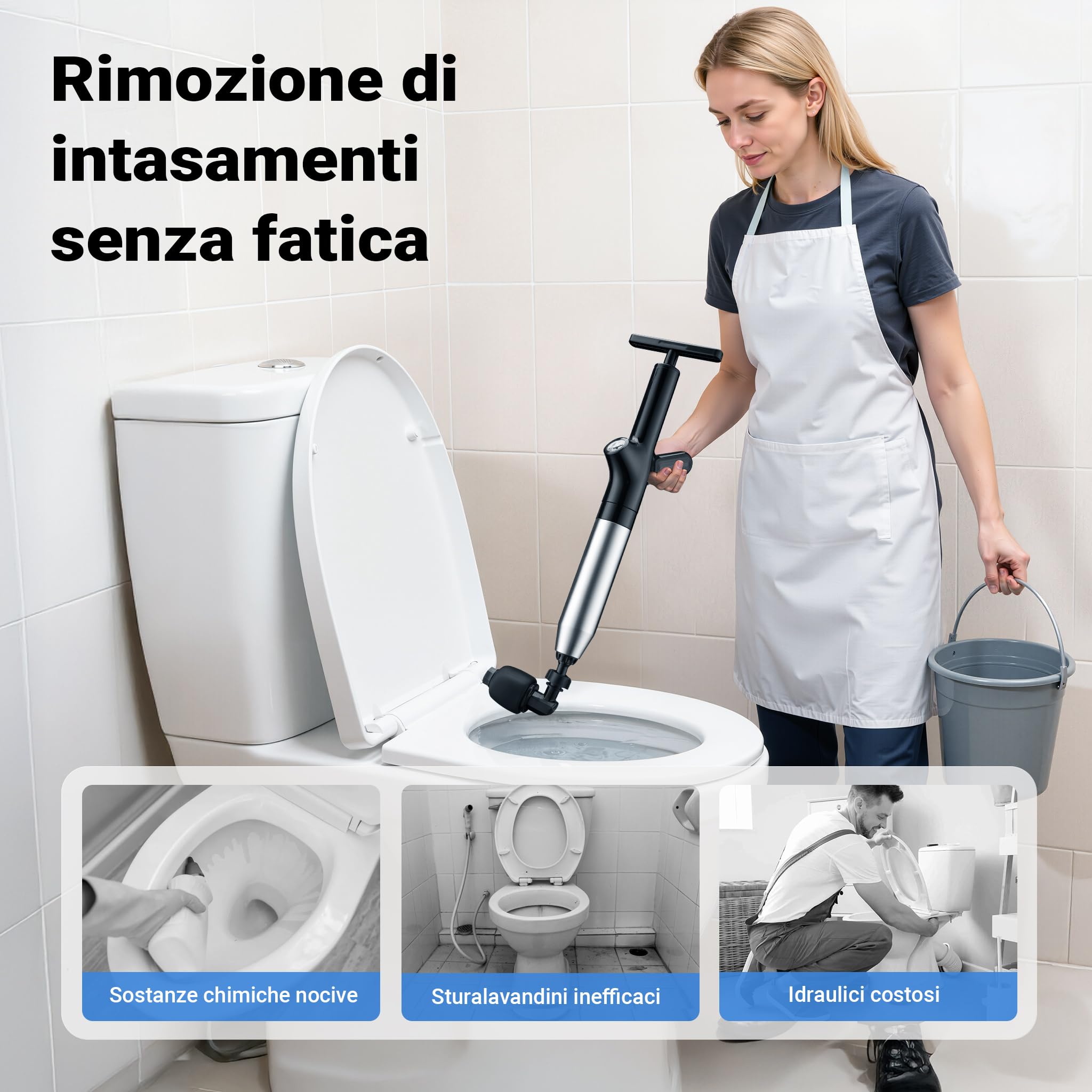 Wiltec Sturatubi ad aria compressa 1-8 bar inox con ugelli