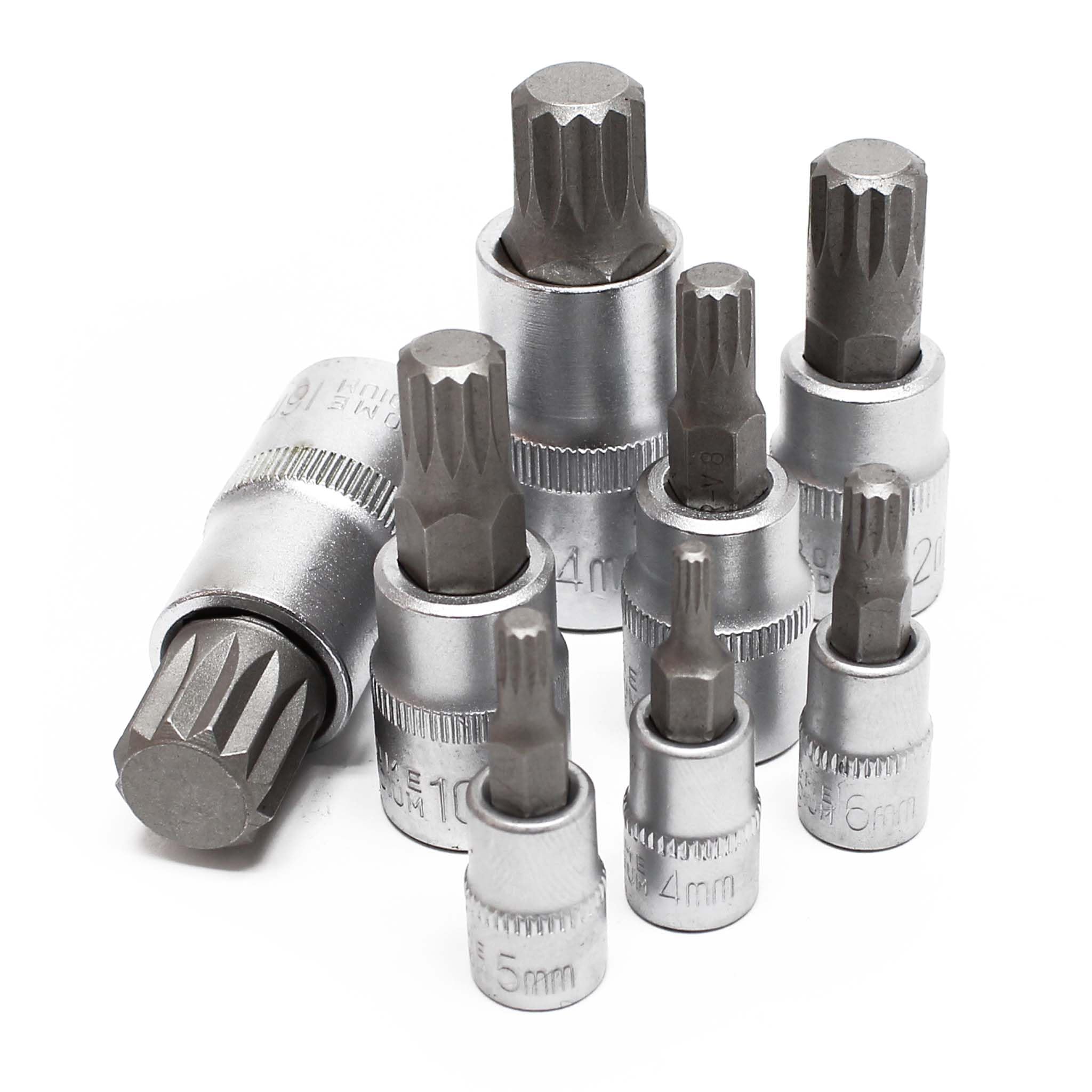 Wiltec Set Bussole XZN 8 Pezzi M4-M16 Acciaio Cr-V