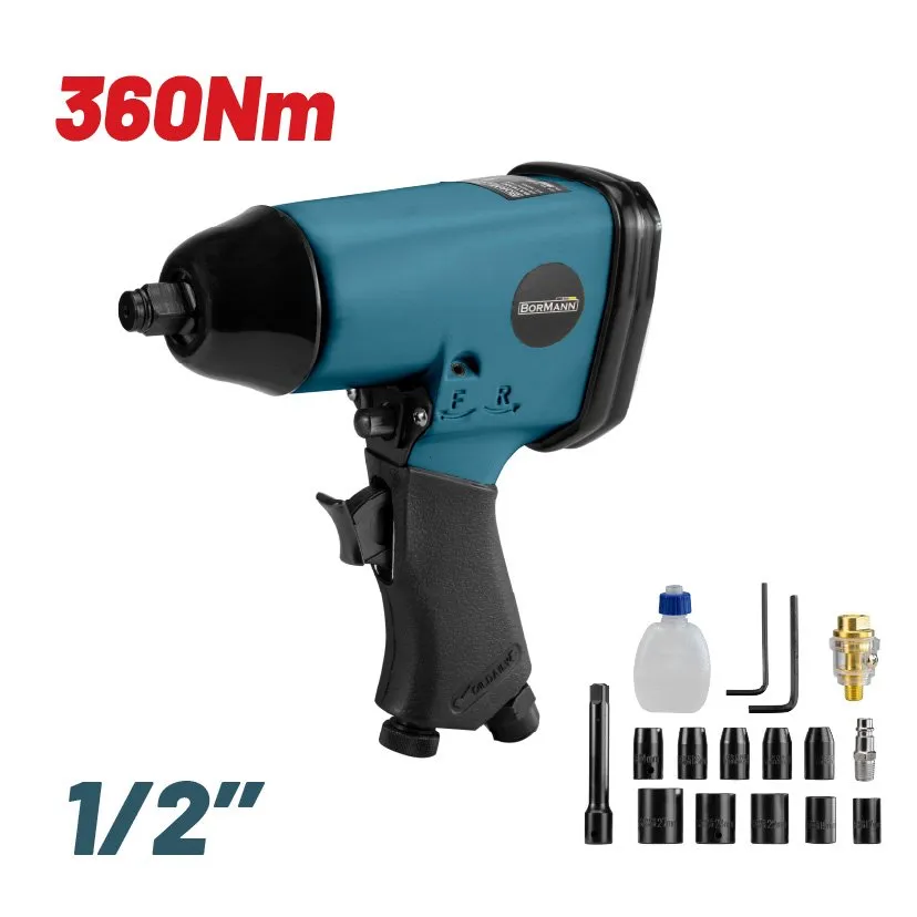 Bormann Chiave Pneumatica 1/2" 360Nm Kit 10 Bussole