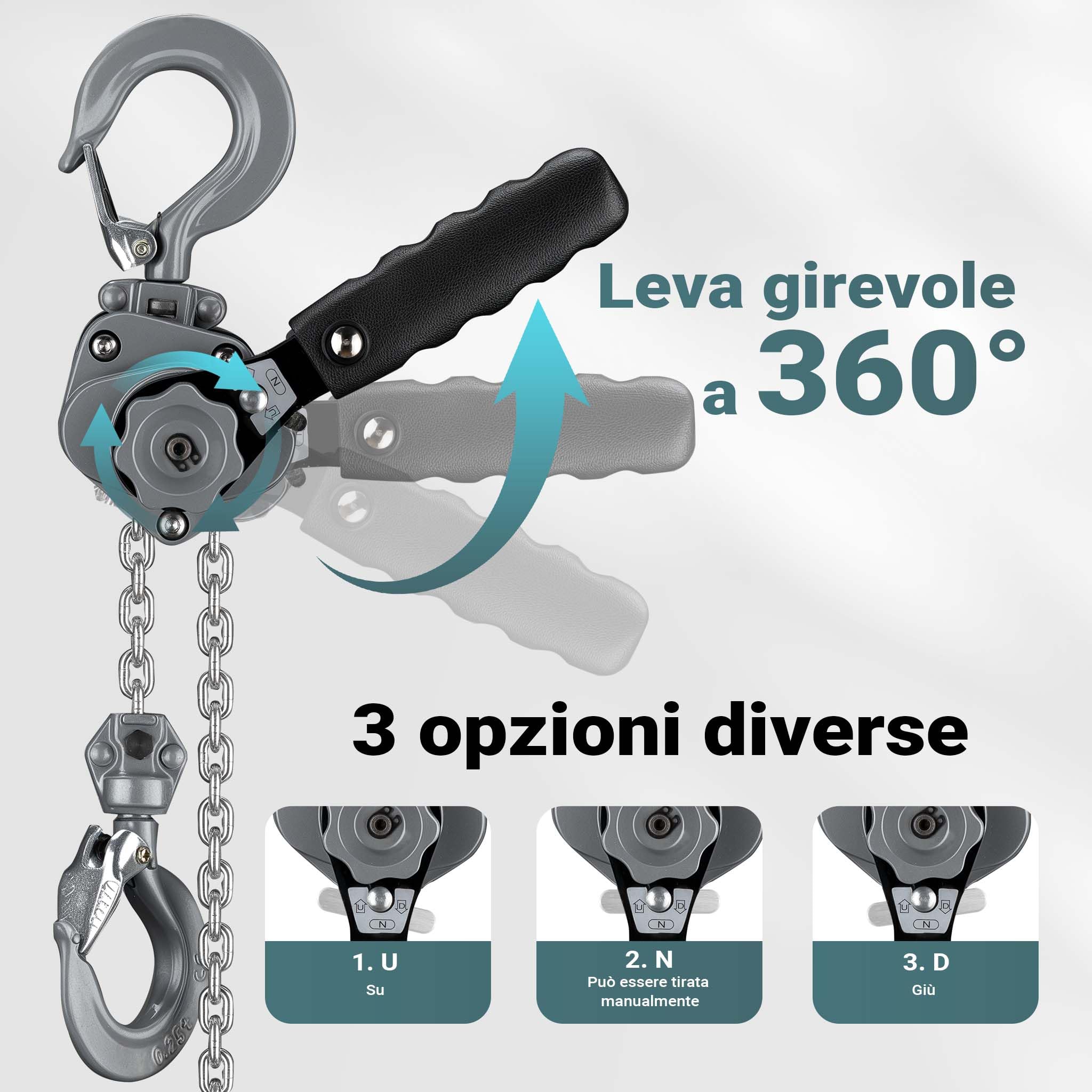 Wiltec VM1.5 paranco a catena manuale 1,5 t 1,5 m alluminio