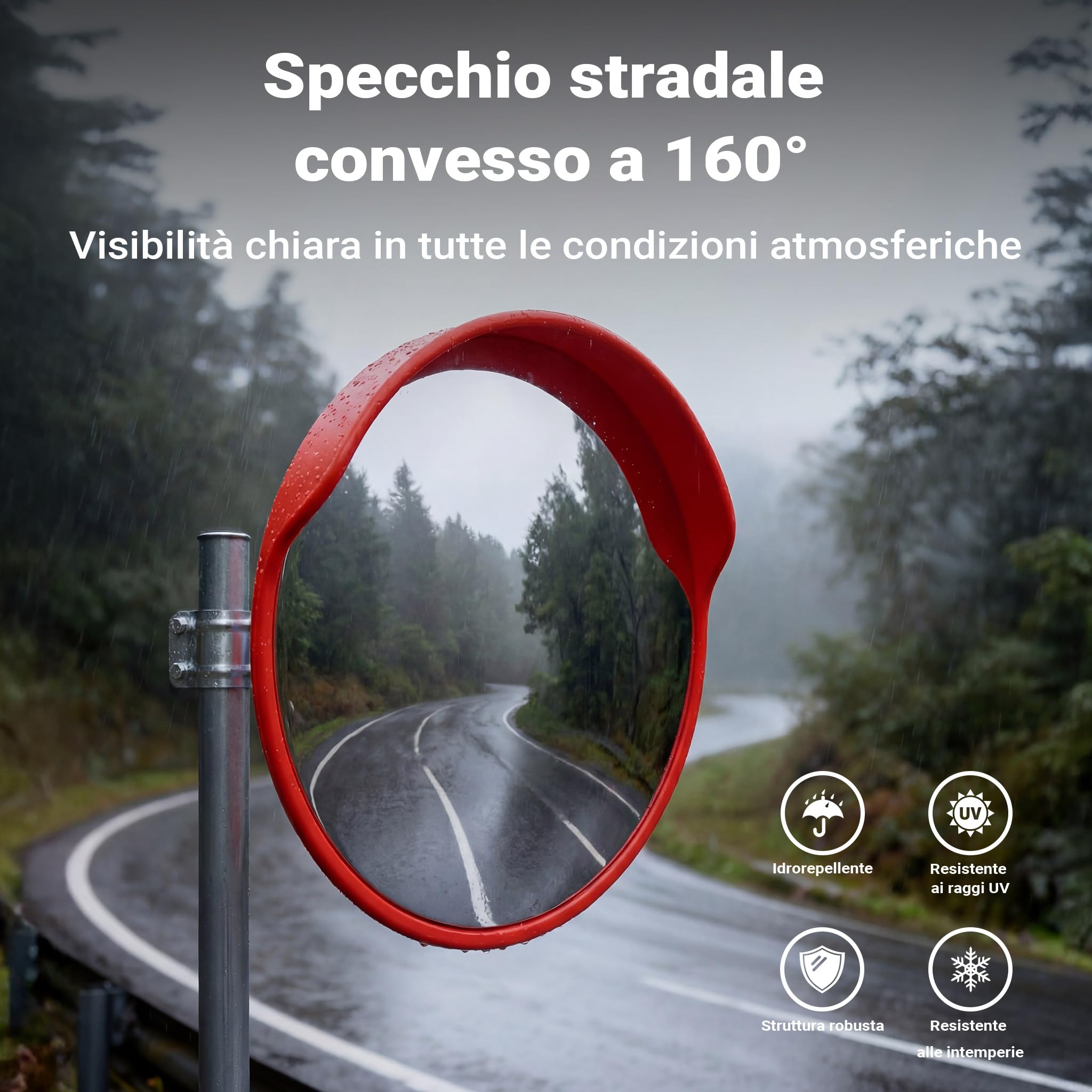 Wiltec Specchio Parabolico Traffico 45 cm Policarbonato