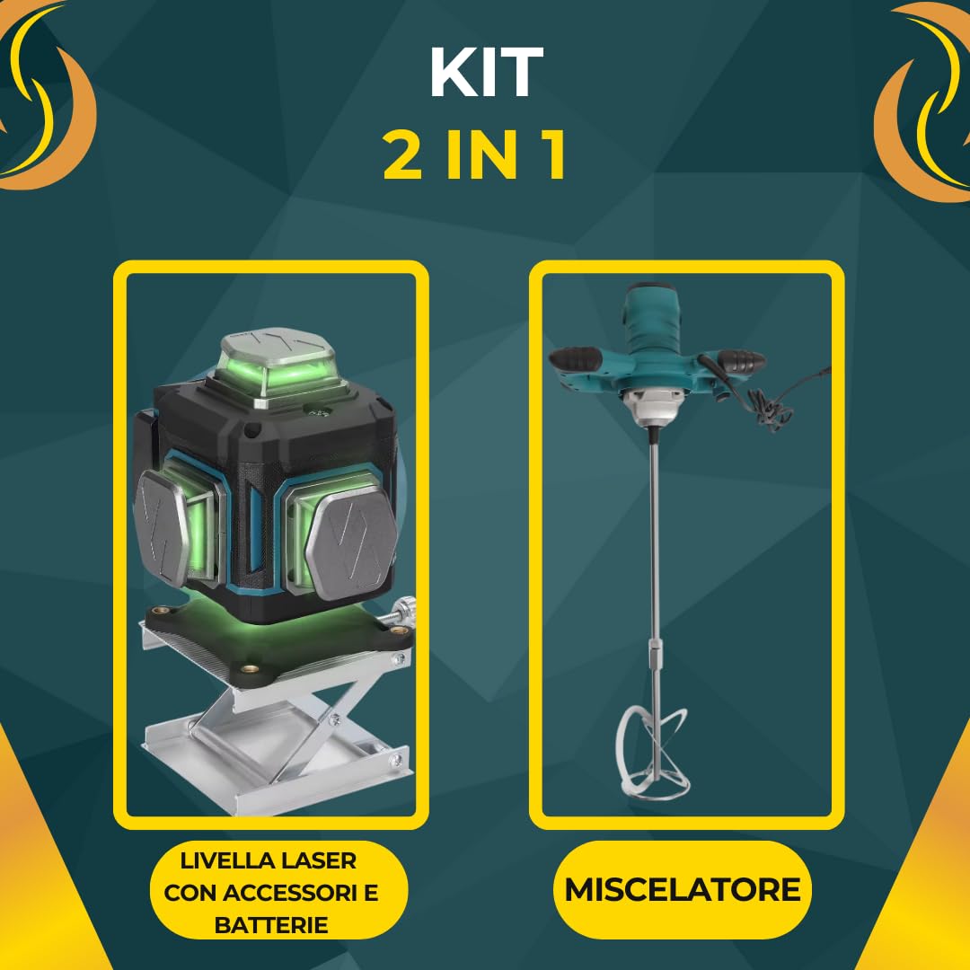 DE ROSA SHOP Kit Miscelatore 1600W M14 + Livella Laser 16 linee