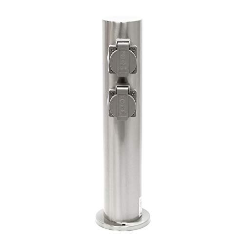 Wiltec Colonna multipresa giardino 4 prese acciaio IP44