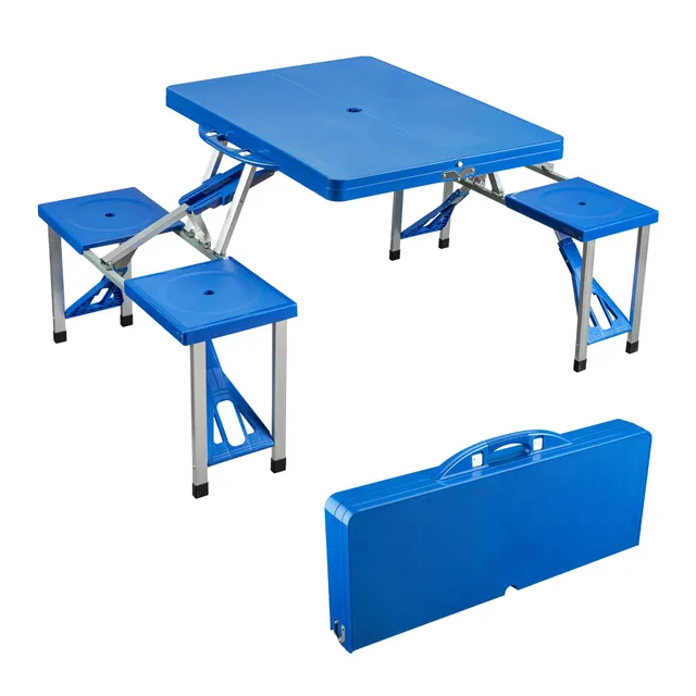 Wiltec tavolo campeggio pieghevole 4 sedie 133 cm