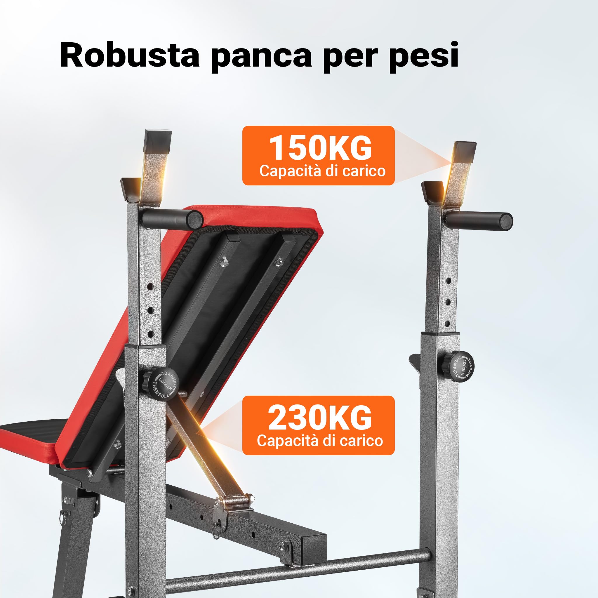 Wiltec Panca pesi 2in1 pieghevole 230 kg con bilanciere
