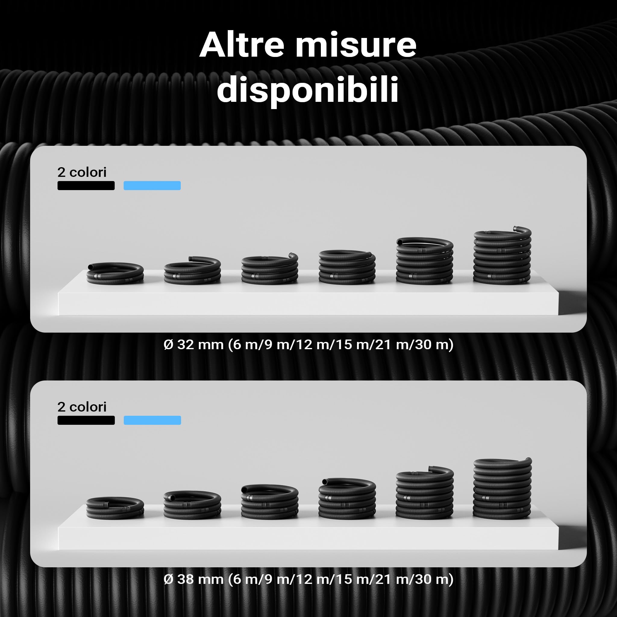 Wiltec tubo piscina nero 15 m 38 mm galleggiante