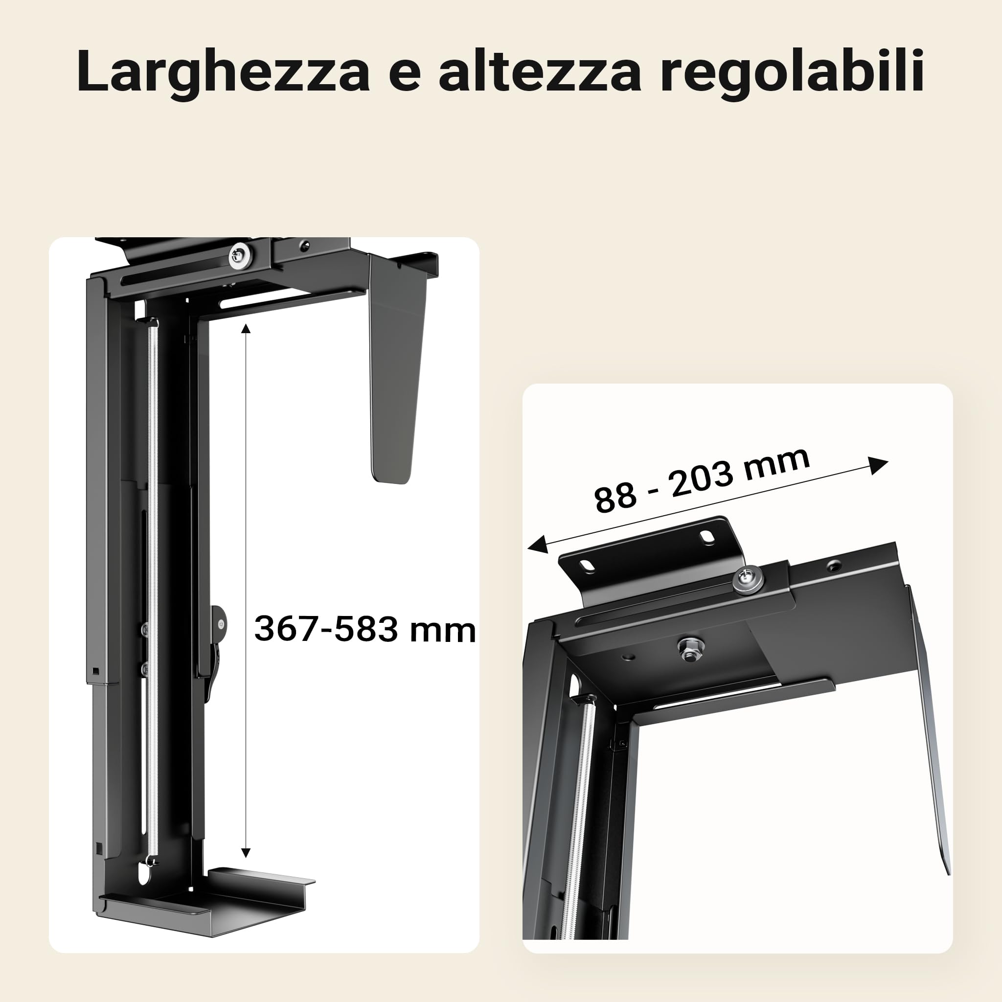 Wiltec Toboli Supporto PC Sotto Scrivania 10 kg Regolabile