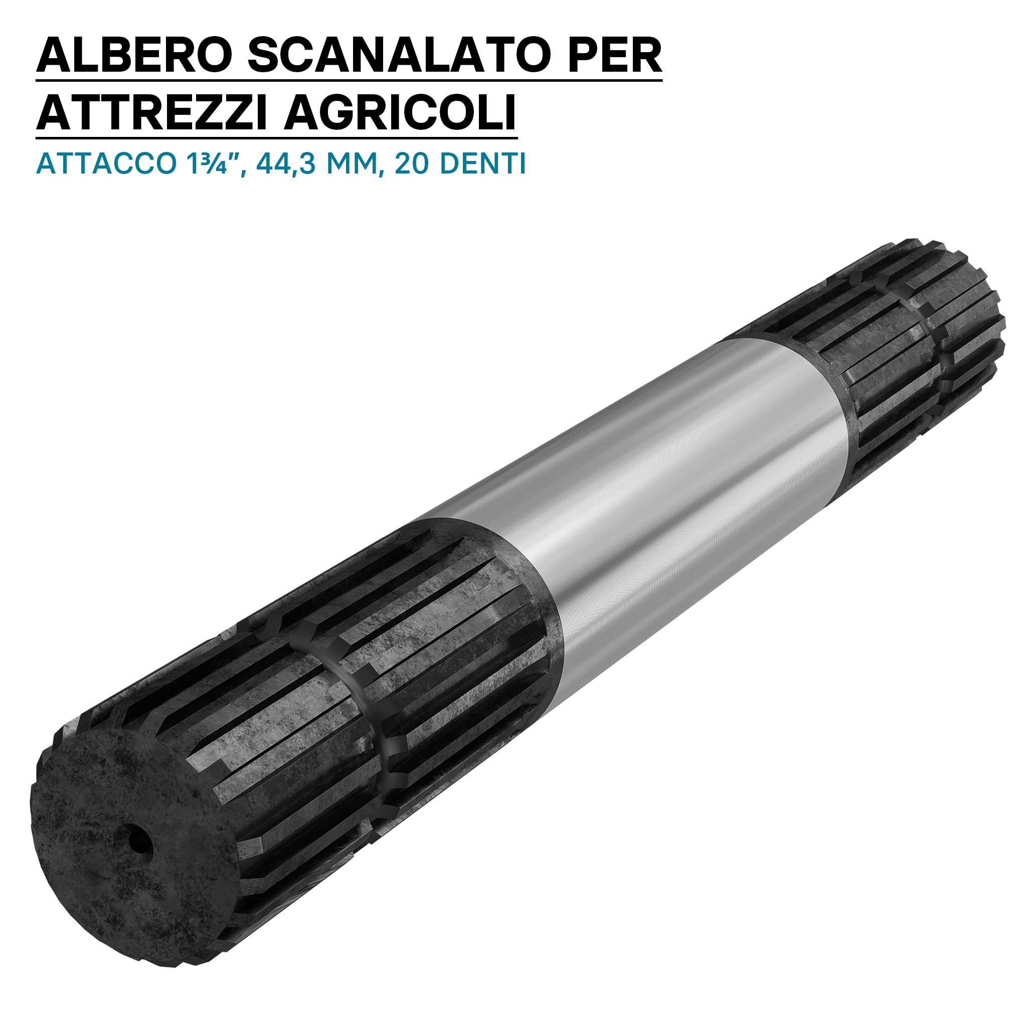 Wiltec E2 Albero Scanalato 300 mm 1 3/4" 20 Denti per Cardano
