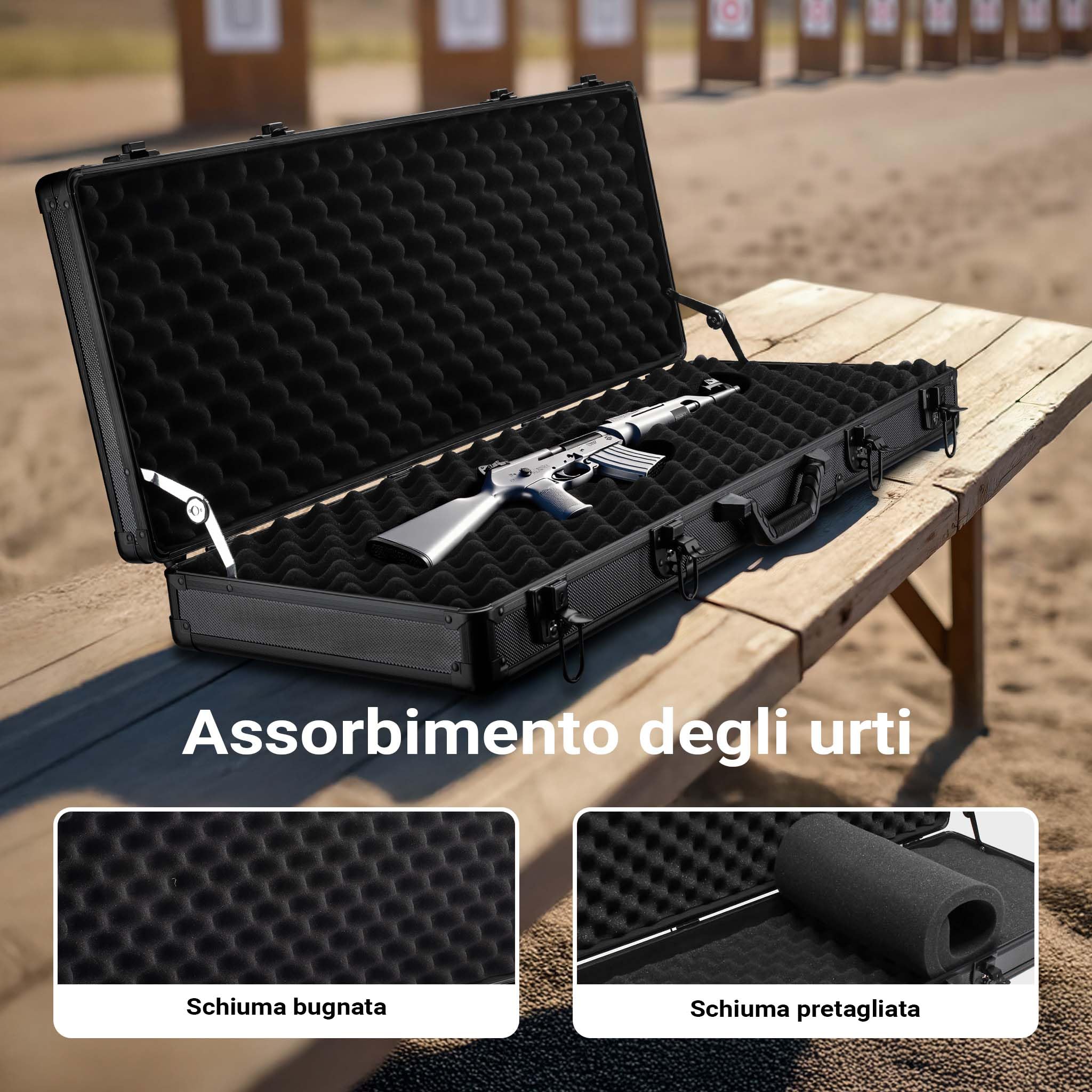 Wiltec Valigetta Pistola Rigida 84 cm 4 Serrature Nera