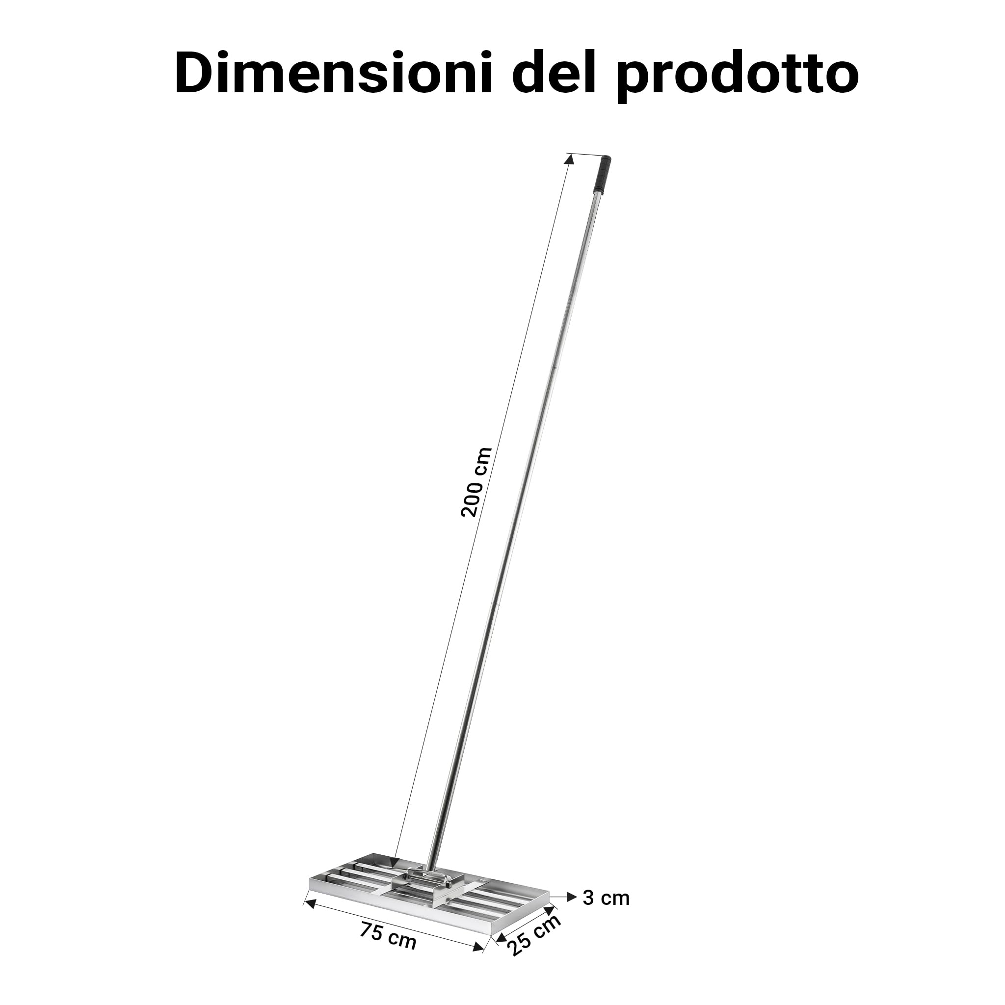 Wiltec Rastrello Livellante M 25x75 cm in Acciaio Inox