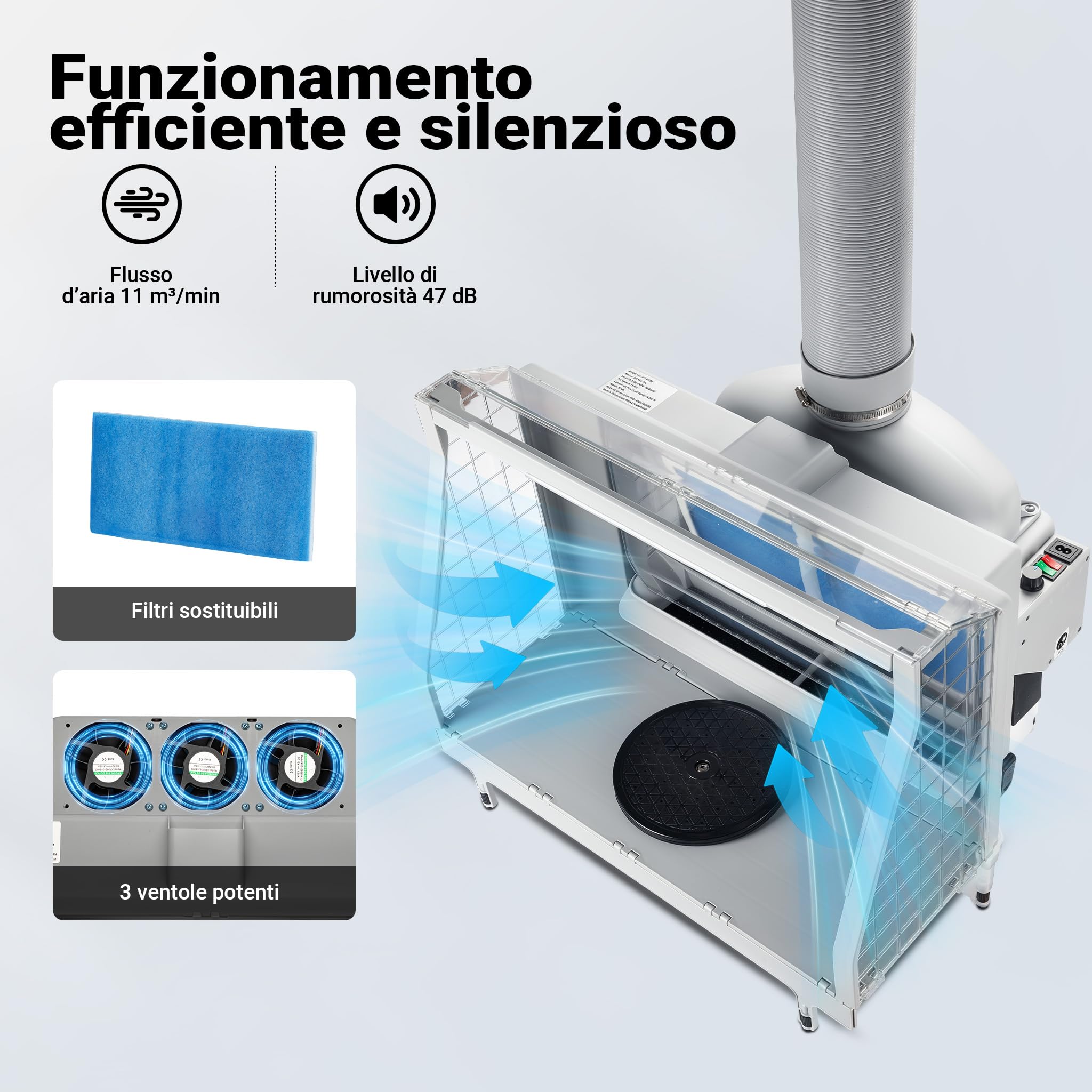 XPOtool Cabina verniciatura aerografo LED 11 m3/min