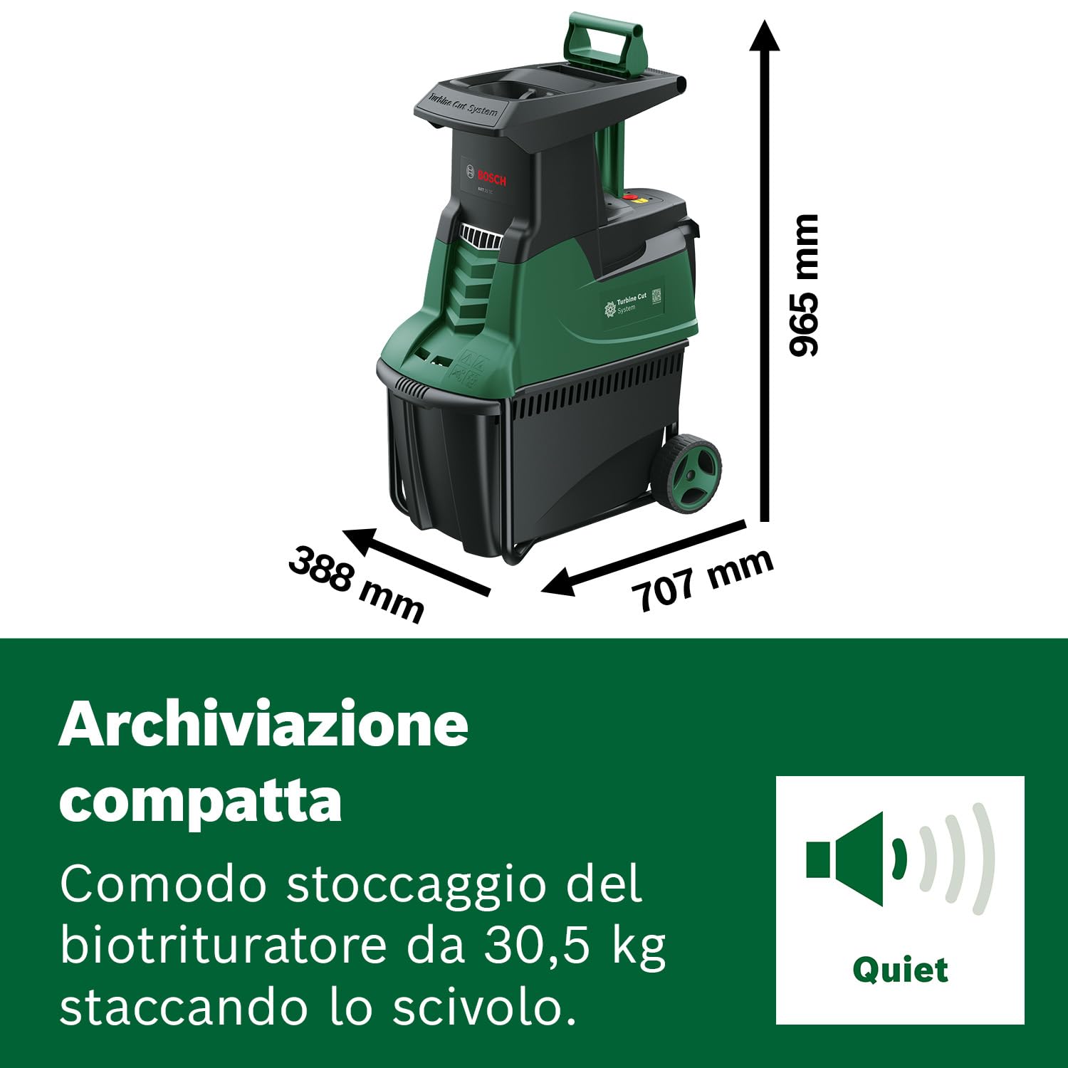 Bosch AXT 25 TC biotrituratore turbina con guanti XL