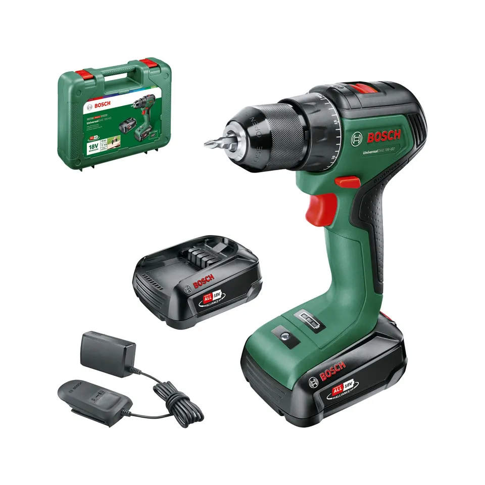 Bosch UniversalDrill 18V-60 trapano avvitatore 2 batterie 60 Nm