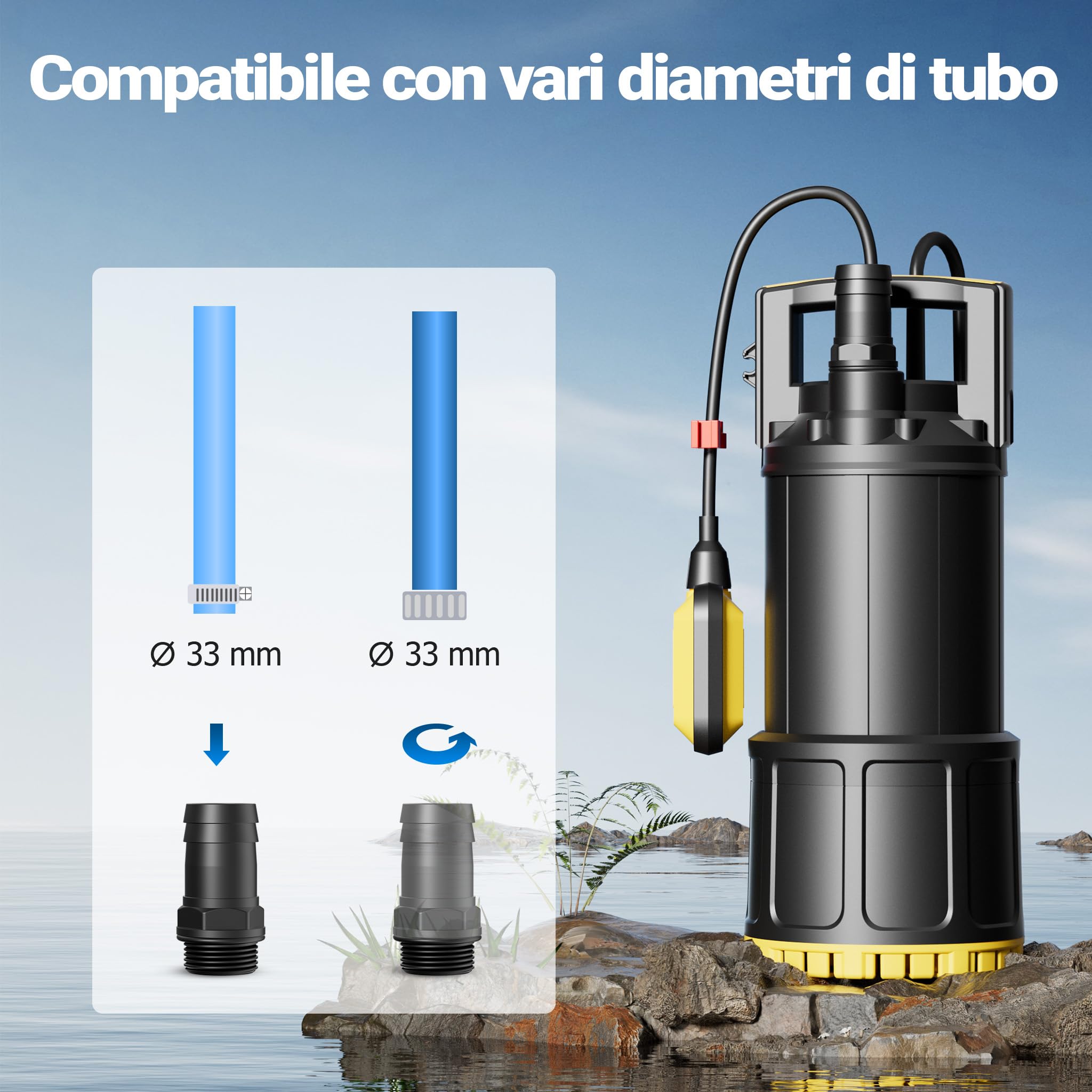 Wiltec Pompa sommersa 850W 5000 l/h 20 m inox