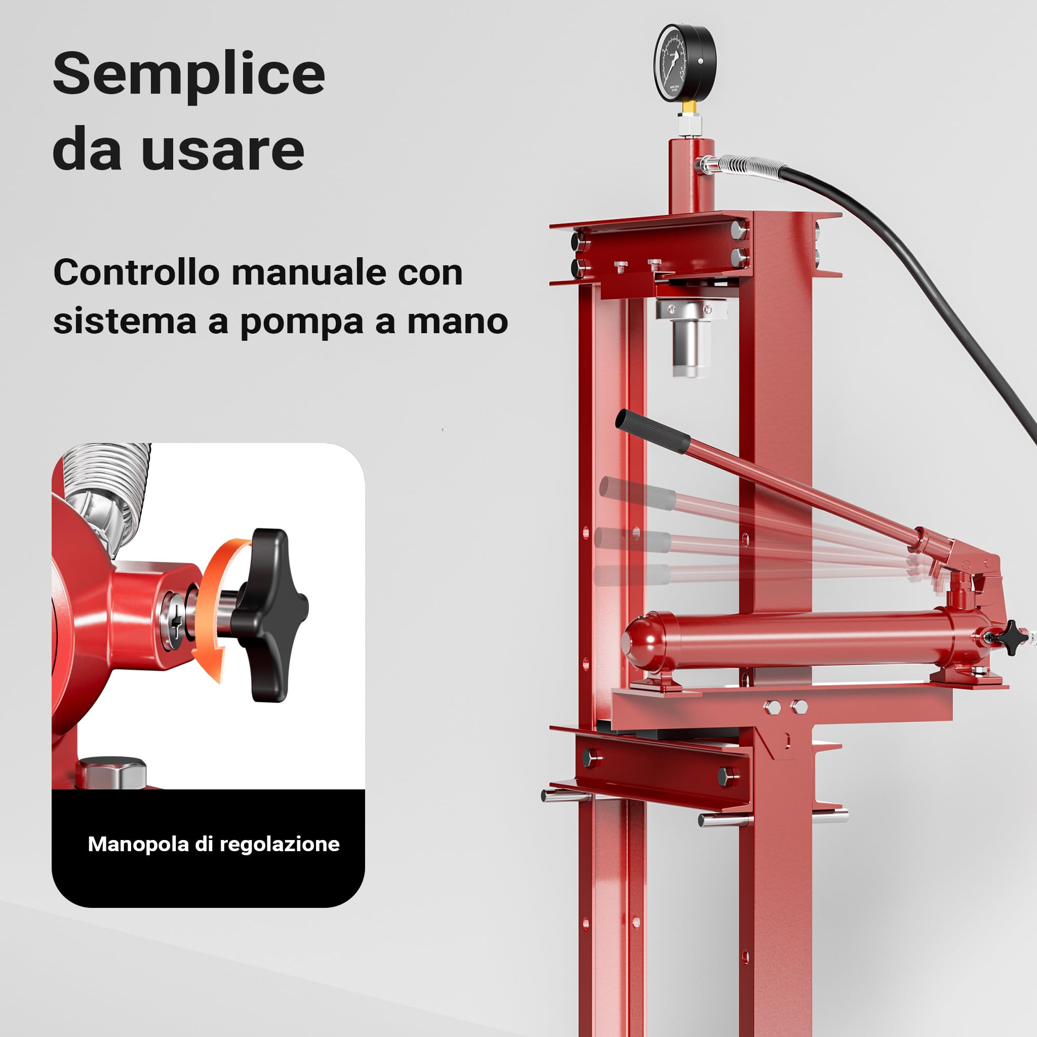 Wiltec pressa idraulica officina 12t con manometro