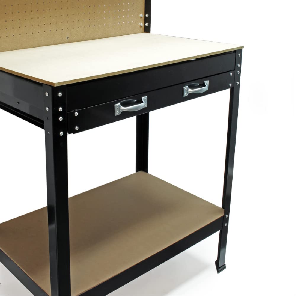 Wiltec Banco da Lavoro 1200x550x1500mm con Pannello e Cassetto