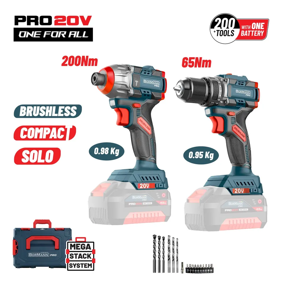 Bormann Pro BBP5408T2CA Set Trapano Avvitatore 20V Solo