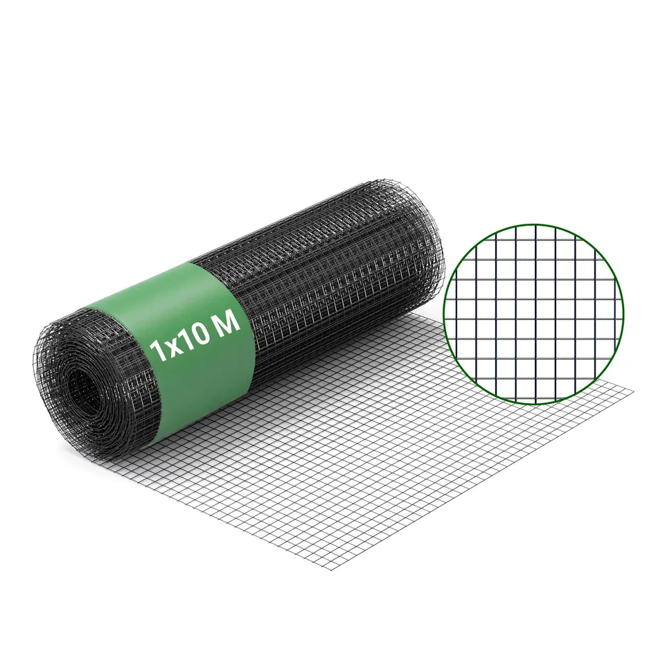 Wiltec Rete Voliera Nera 12x12 mm Rotolo 10m H100