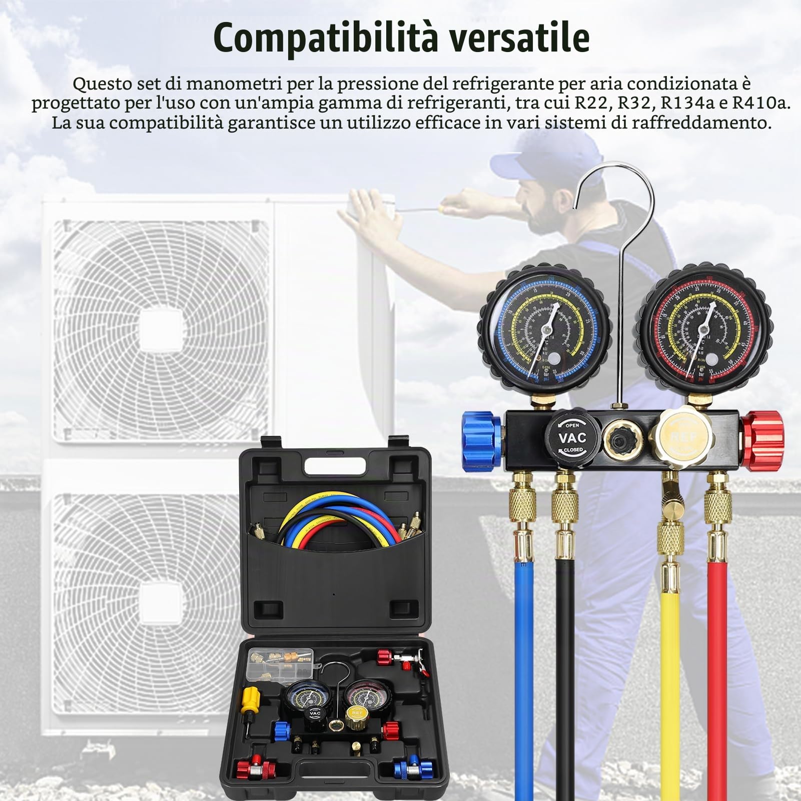 Weytoll Kit Ricarica Aria Condizionata Auto R134a 4 Vie 1,5 m