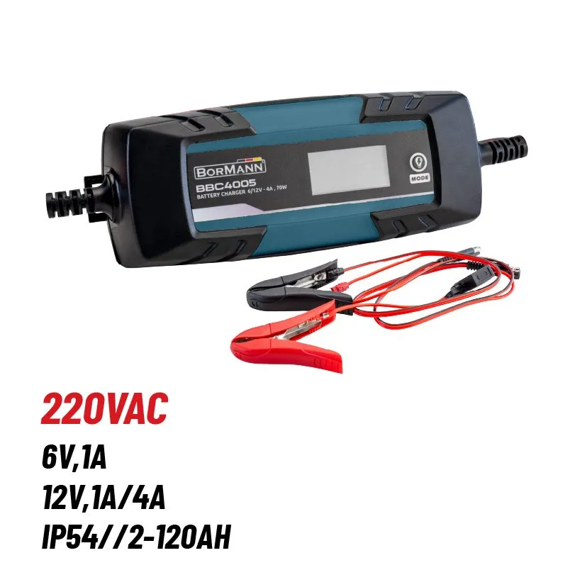 Bormann Caricabatterie Auto Moto 6V 12V 4A 70W