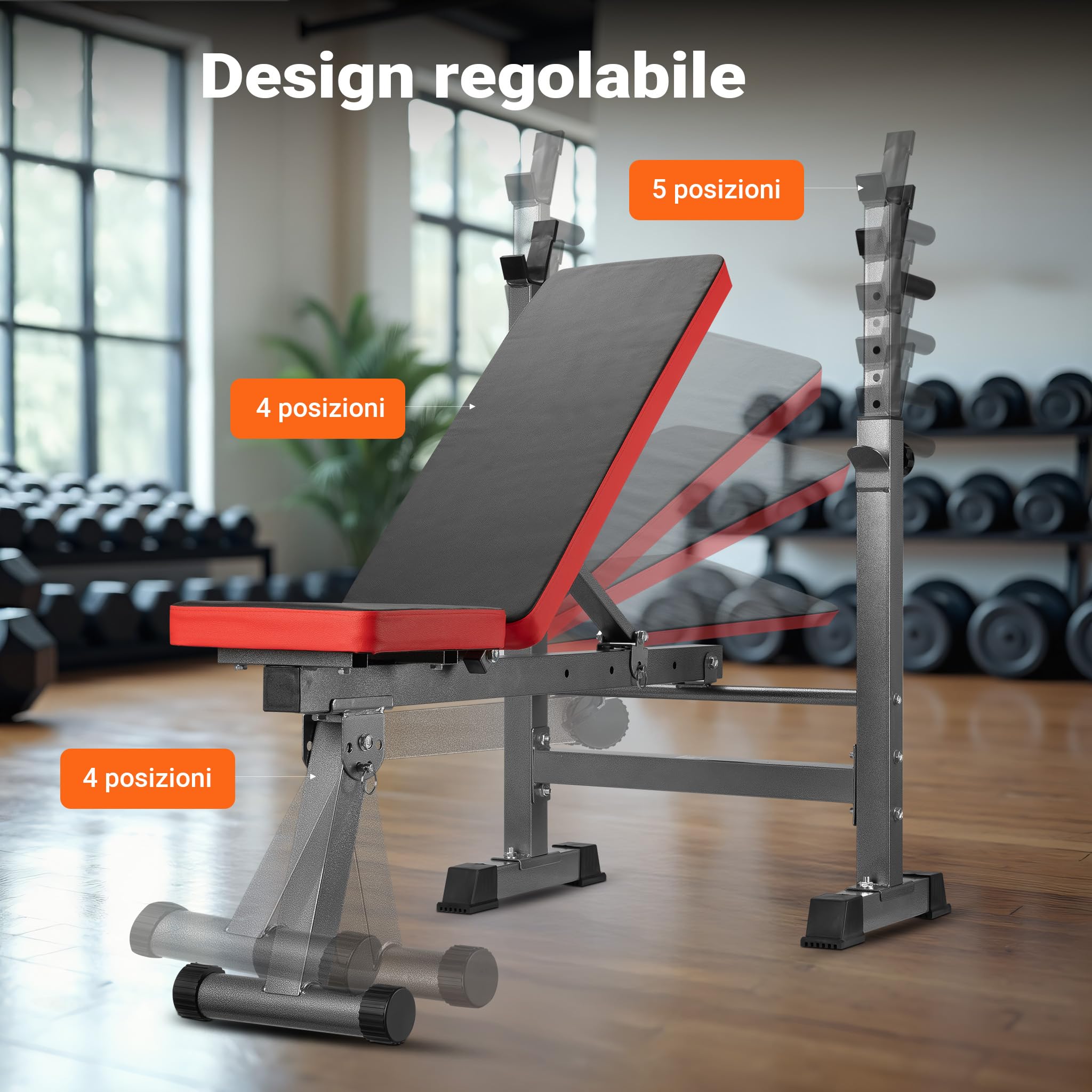 Wiltec Panca pesi 2in1 pieghevole 230 kg con bilanciere